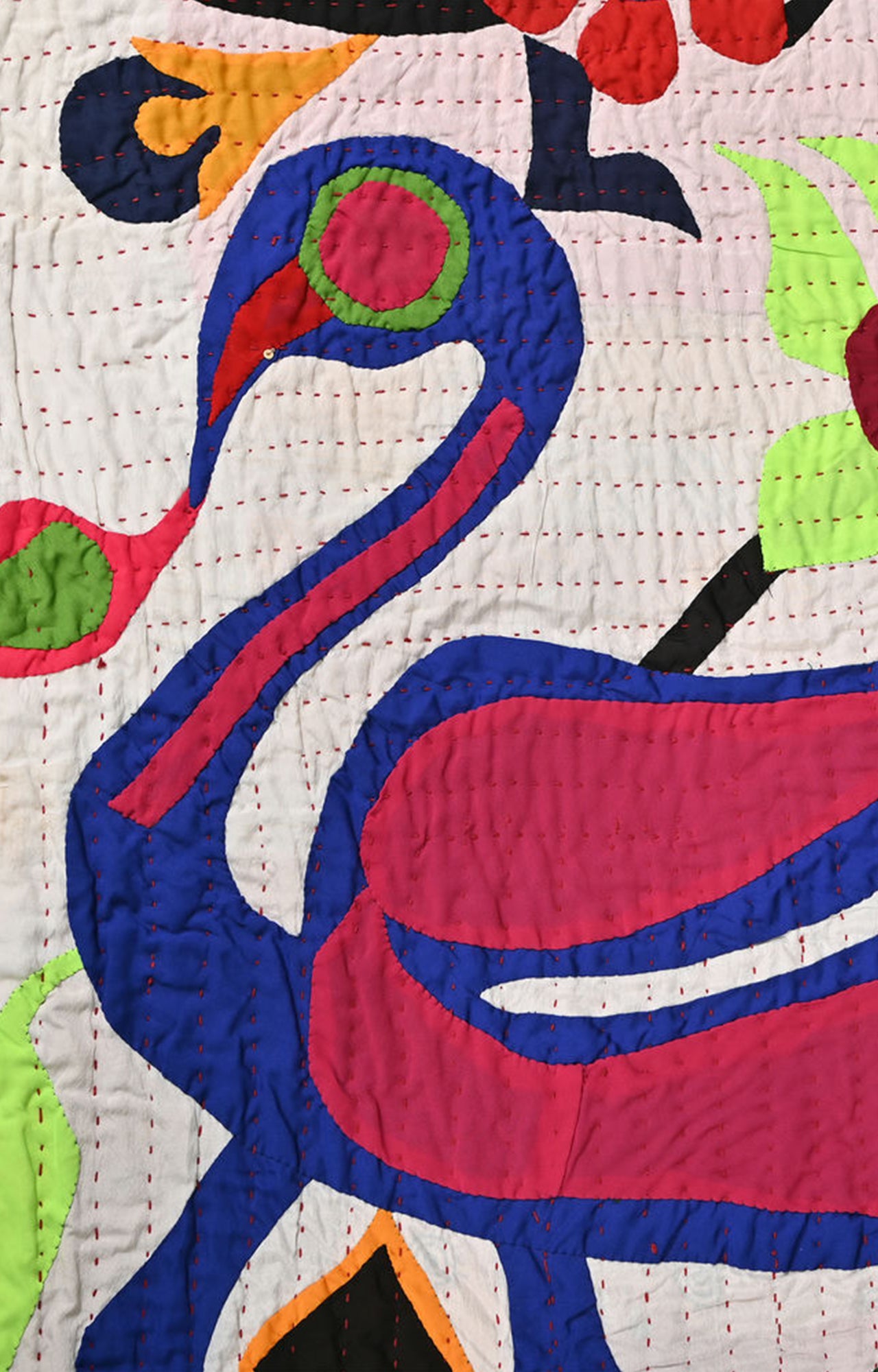 Visions of Paradise: A Vibrant Applique Cotton Textile Tapestry Wall Hanging