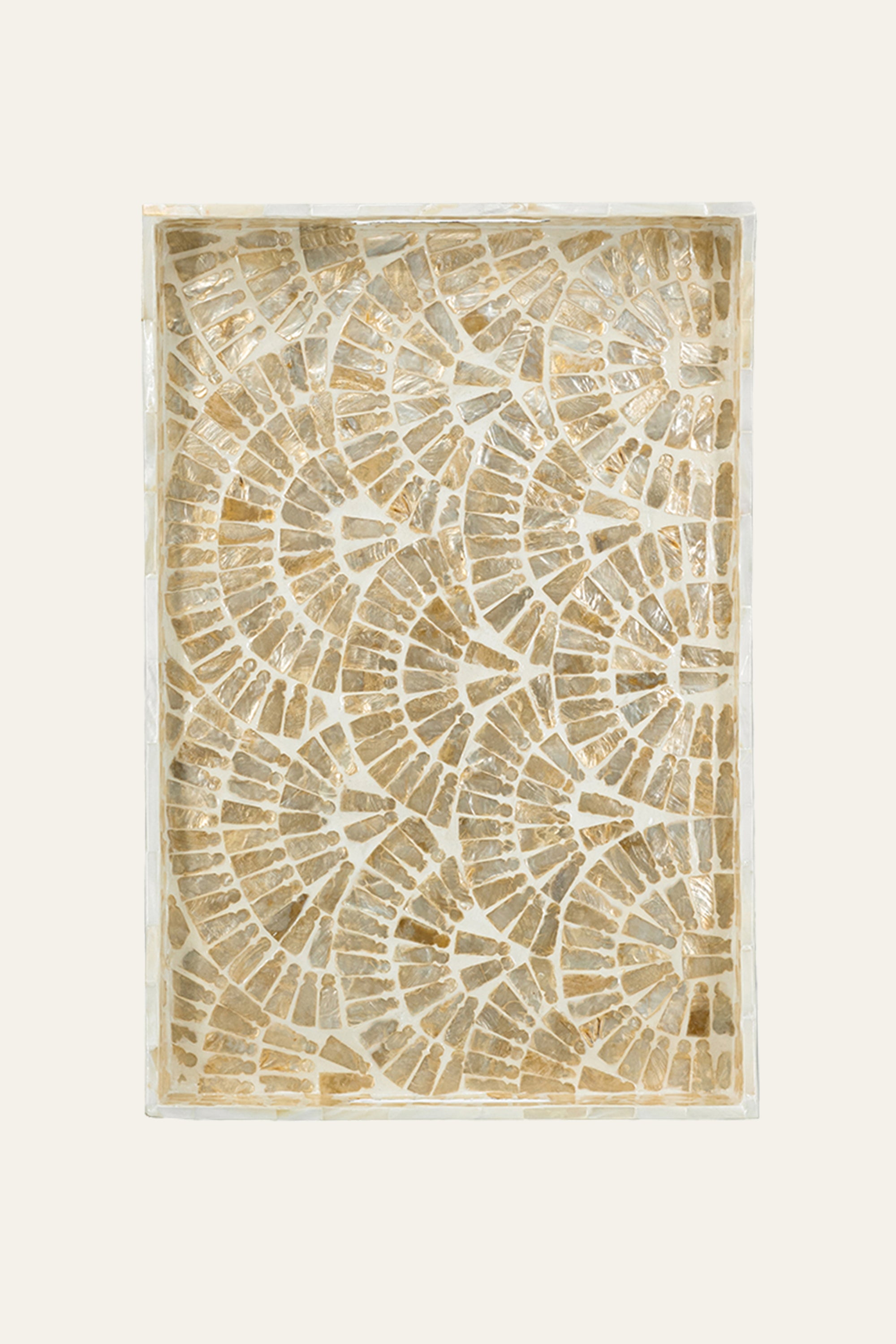 Rectangular Mosaic Mother of Pearl Inlay Serving Tray for Dining Spaces
