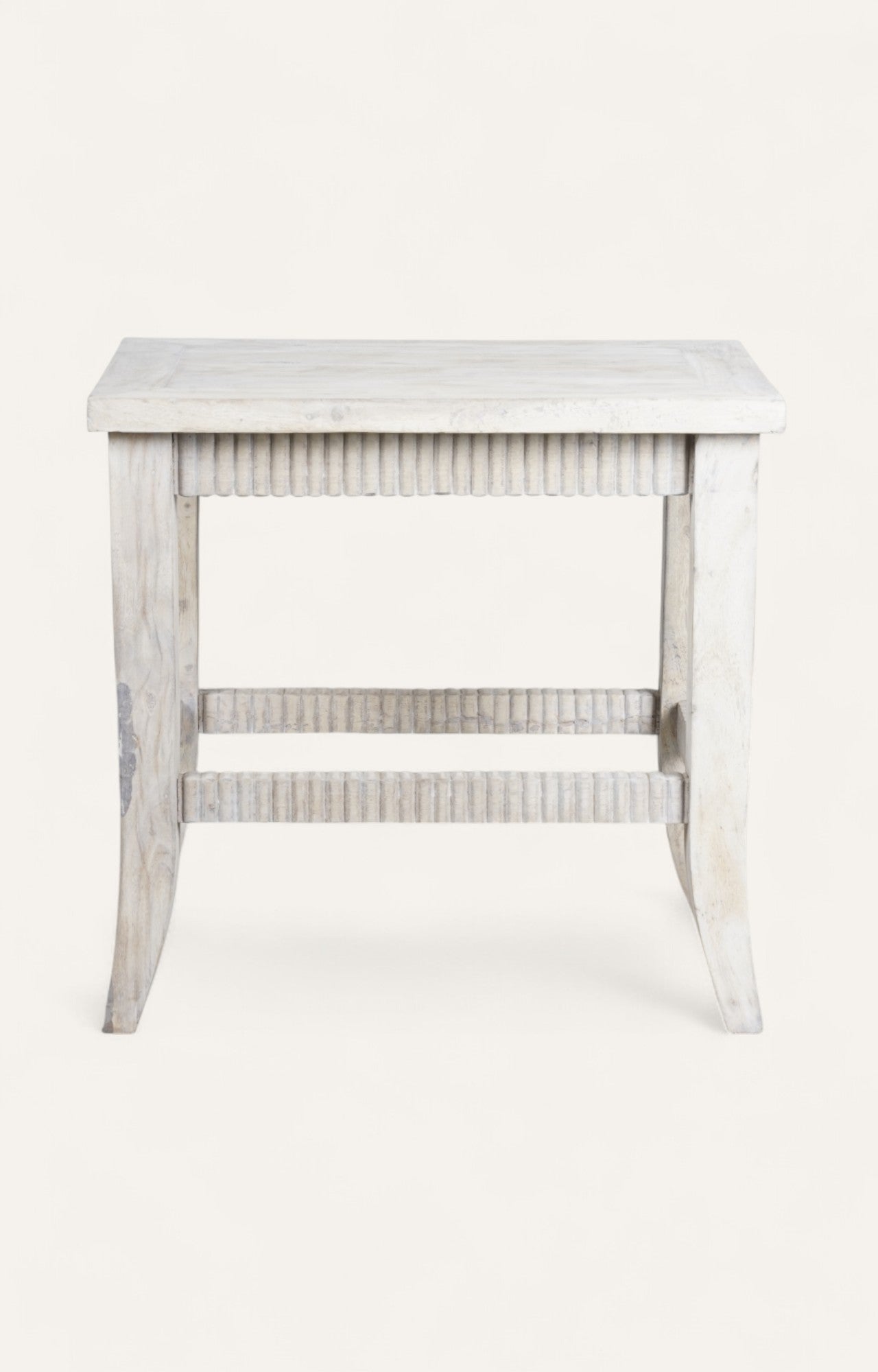 White distressed side table