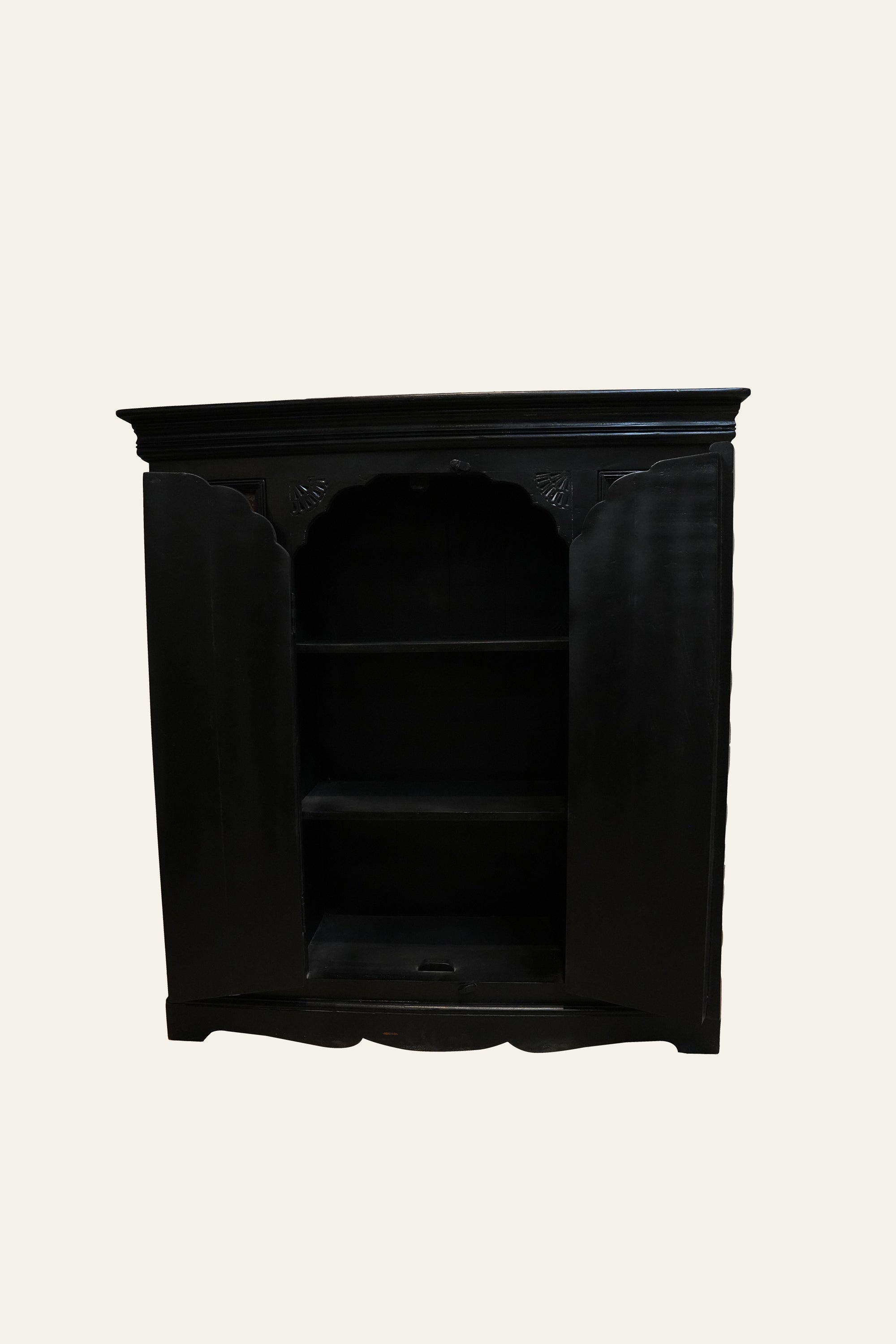 Rajasthani Style Wooden Cabinet with Embossed Metal Panels