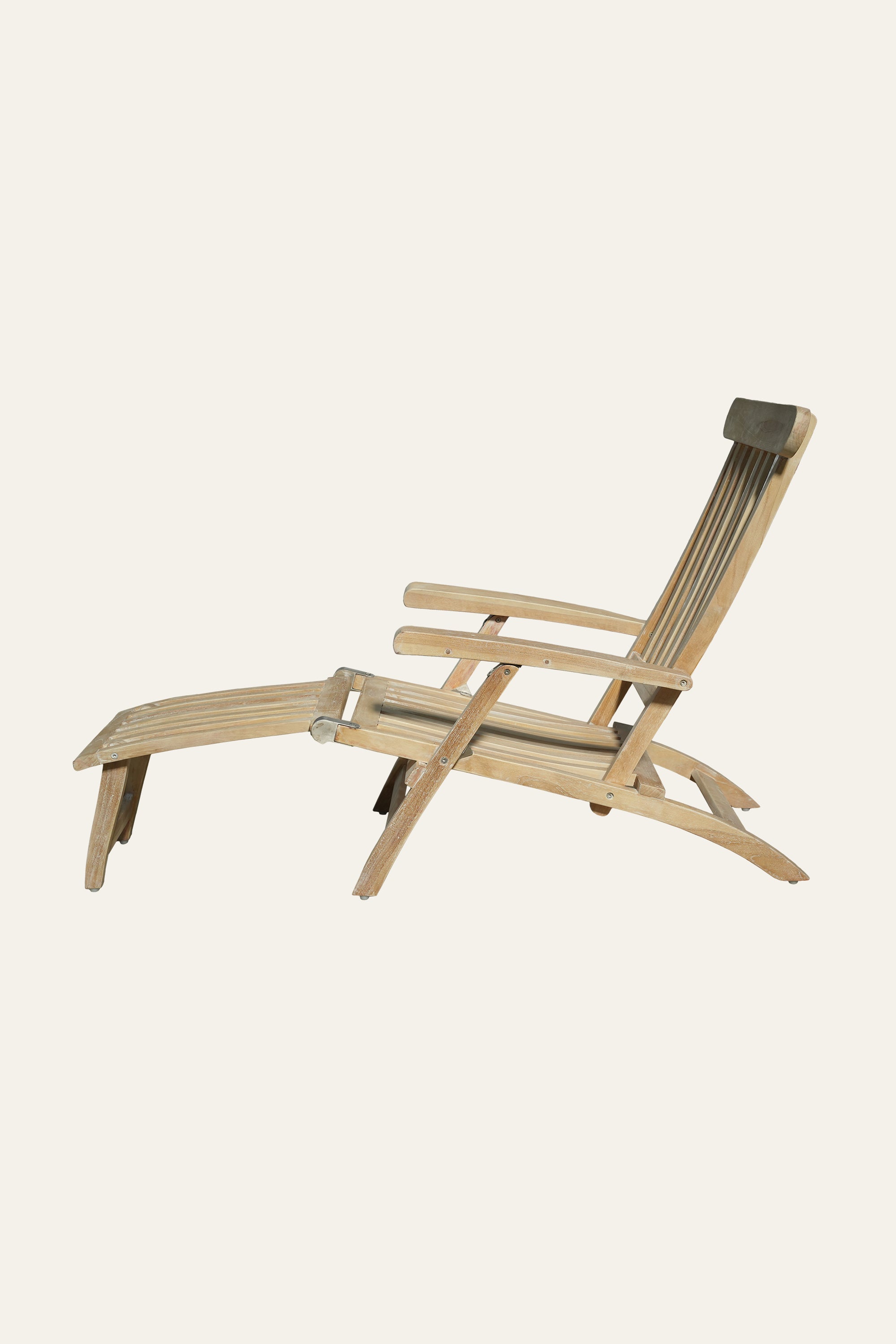 Teak Steamer Deck Chair with Adjustable Reclining Back