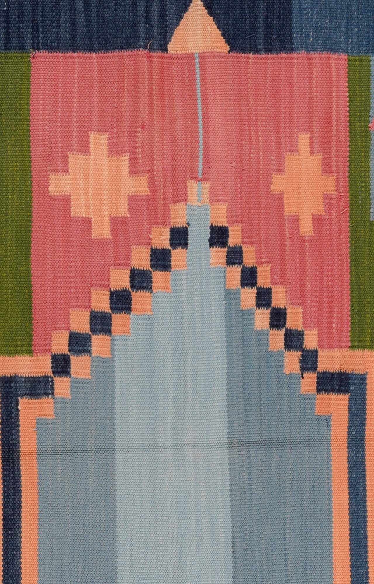 Handwoven Arch Motif Prayer-Style Rug with Tassels