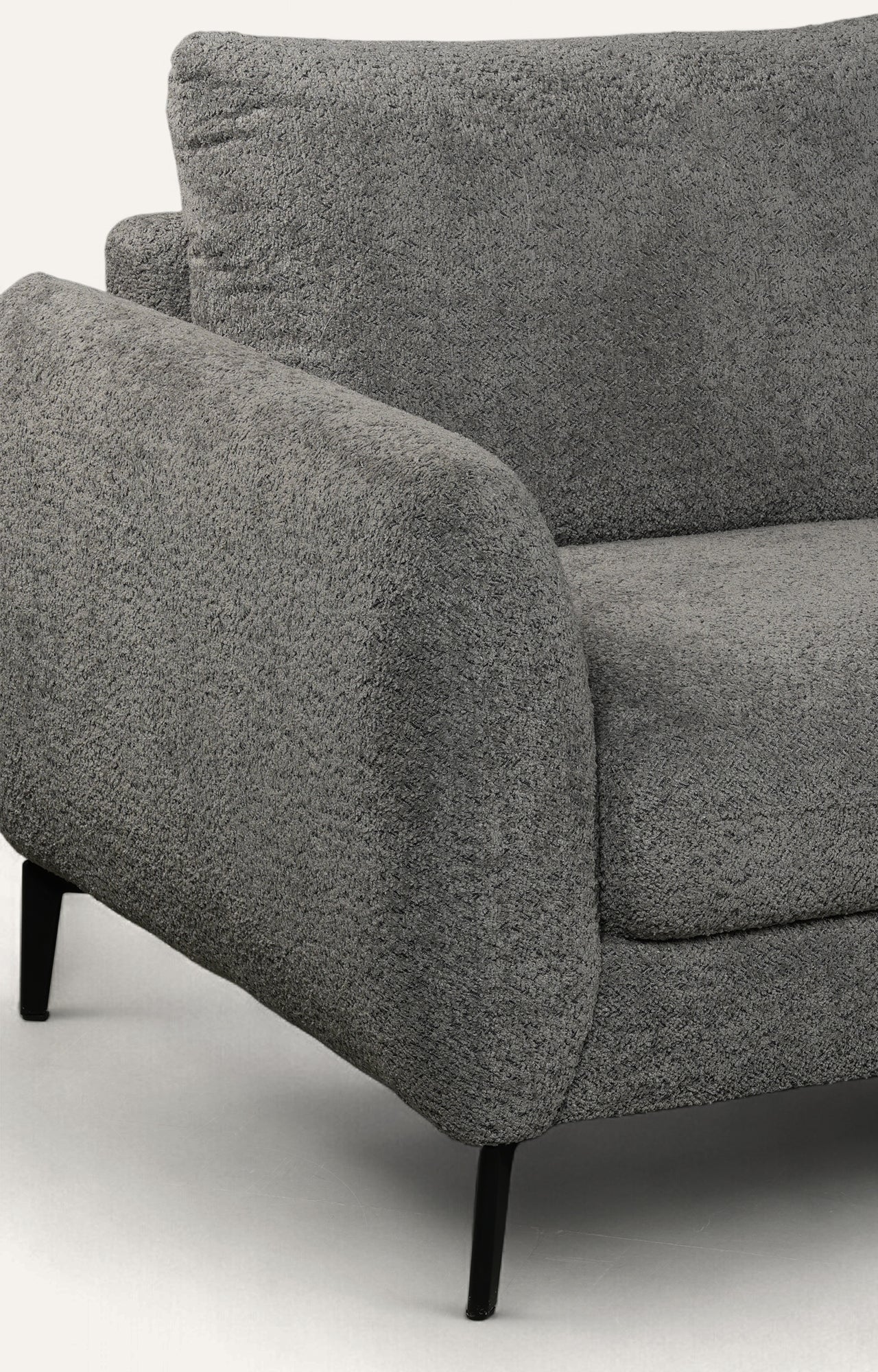 Modern Charcoal Bouclé Right Sectional Sofa