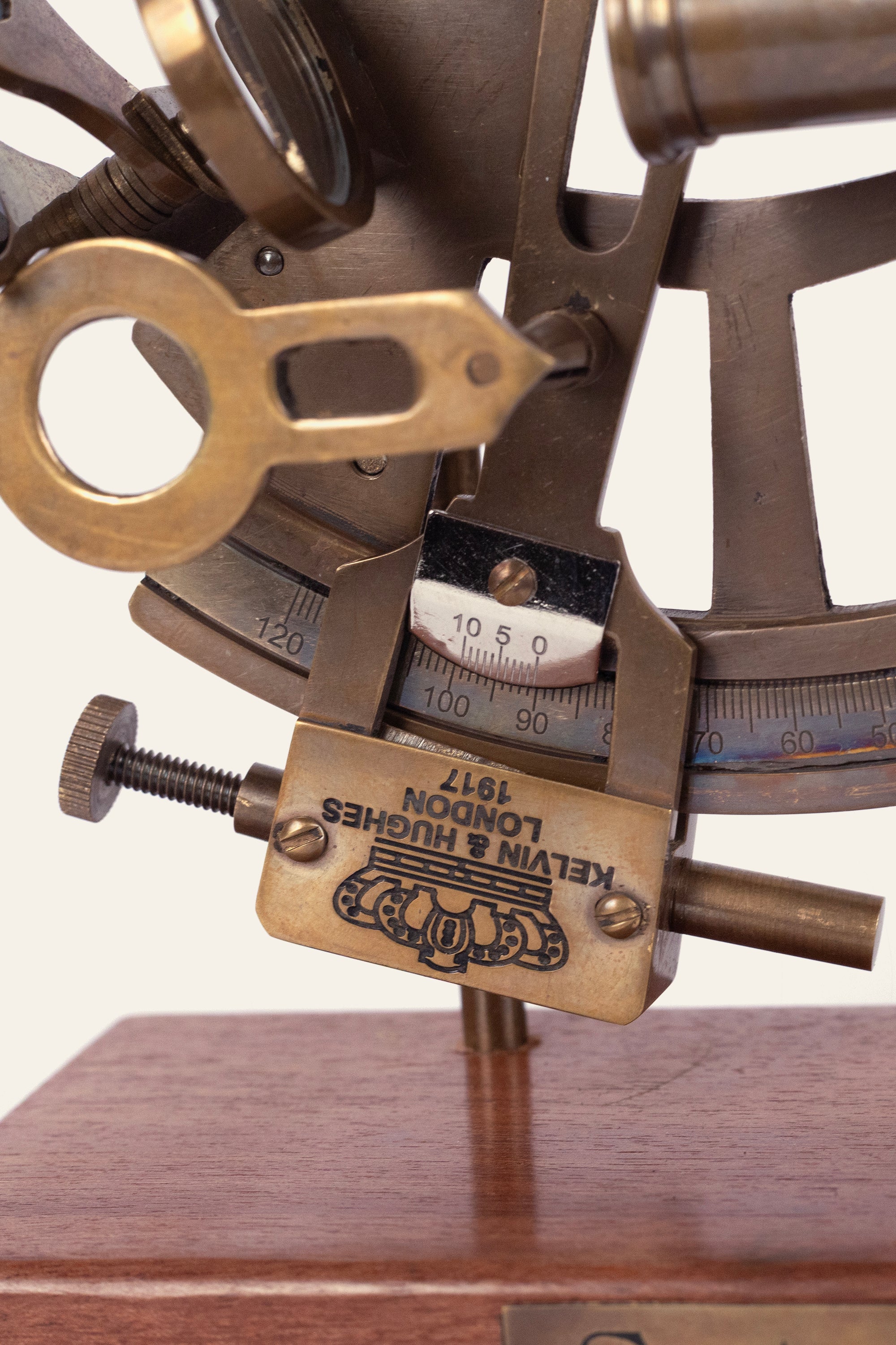 Antique Sextant on Wooden Base