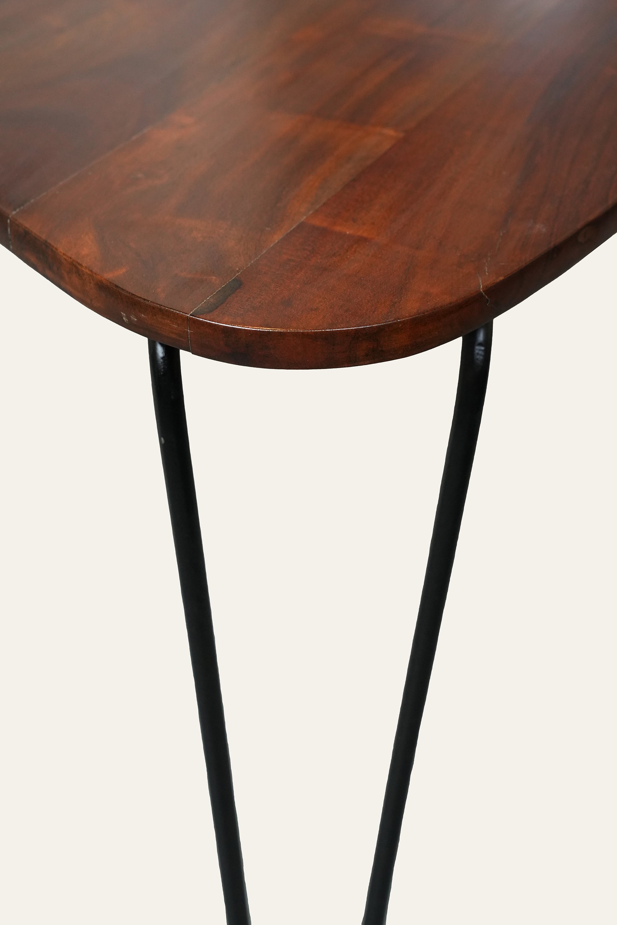 Triangle Wooden Nesting Tables with Hairpin Legs - Set of 2