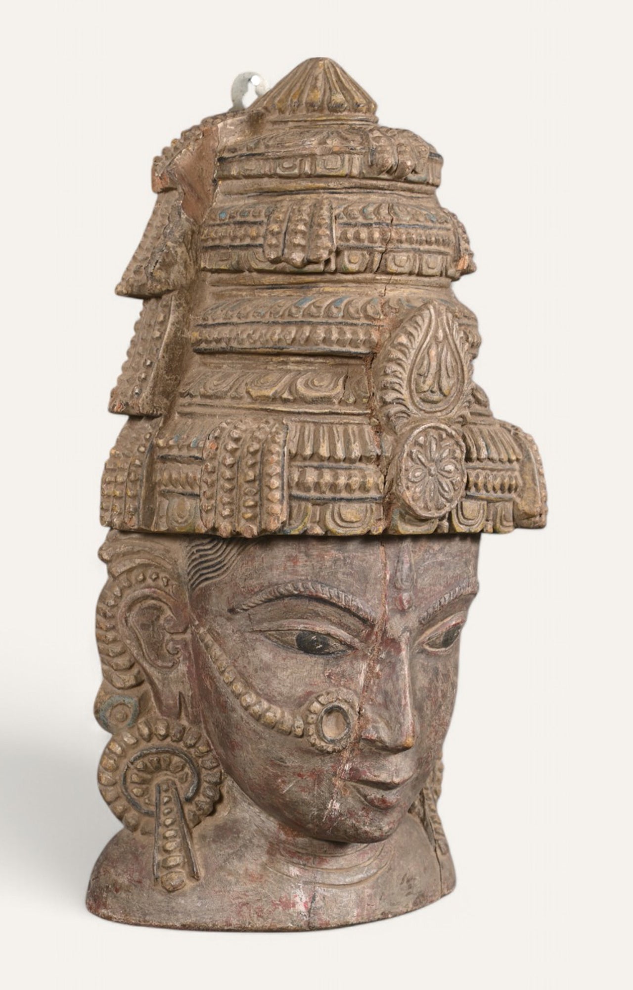 Rustic Hand-Carved Wooden Wall Mask