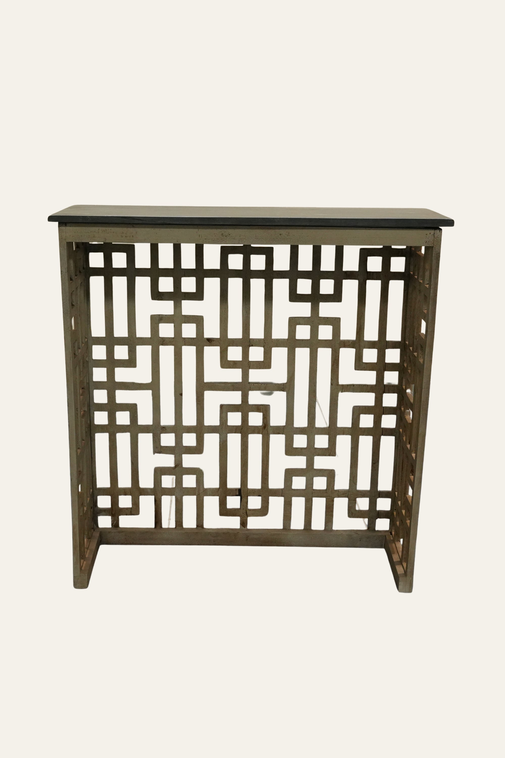 Japanese Inspired Lattice Wooden Console Table
