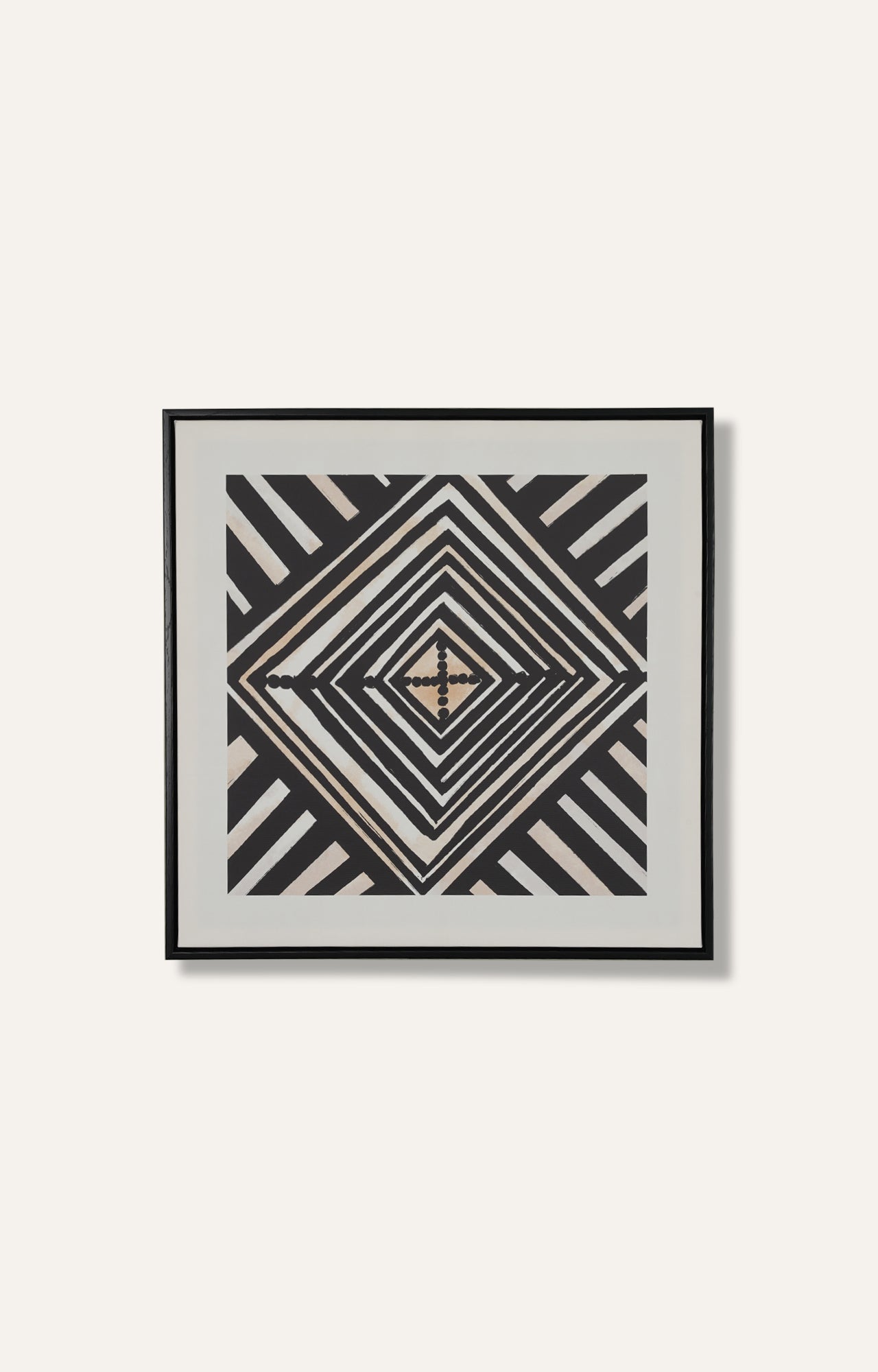 Set of 4 Black Boho Canvas Print with Foil Embellishments Wall Art