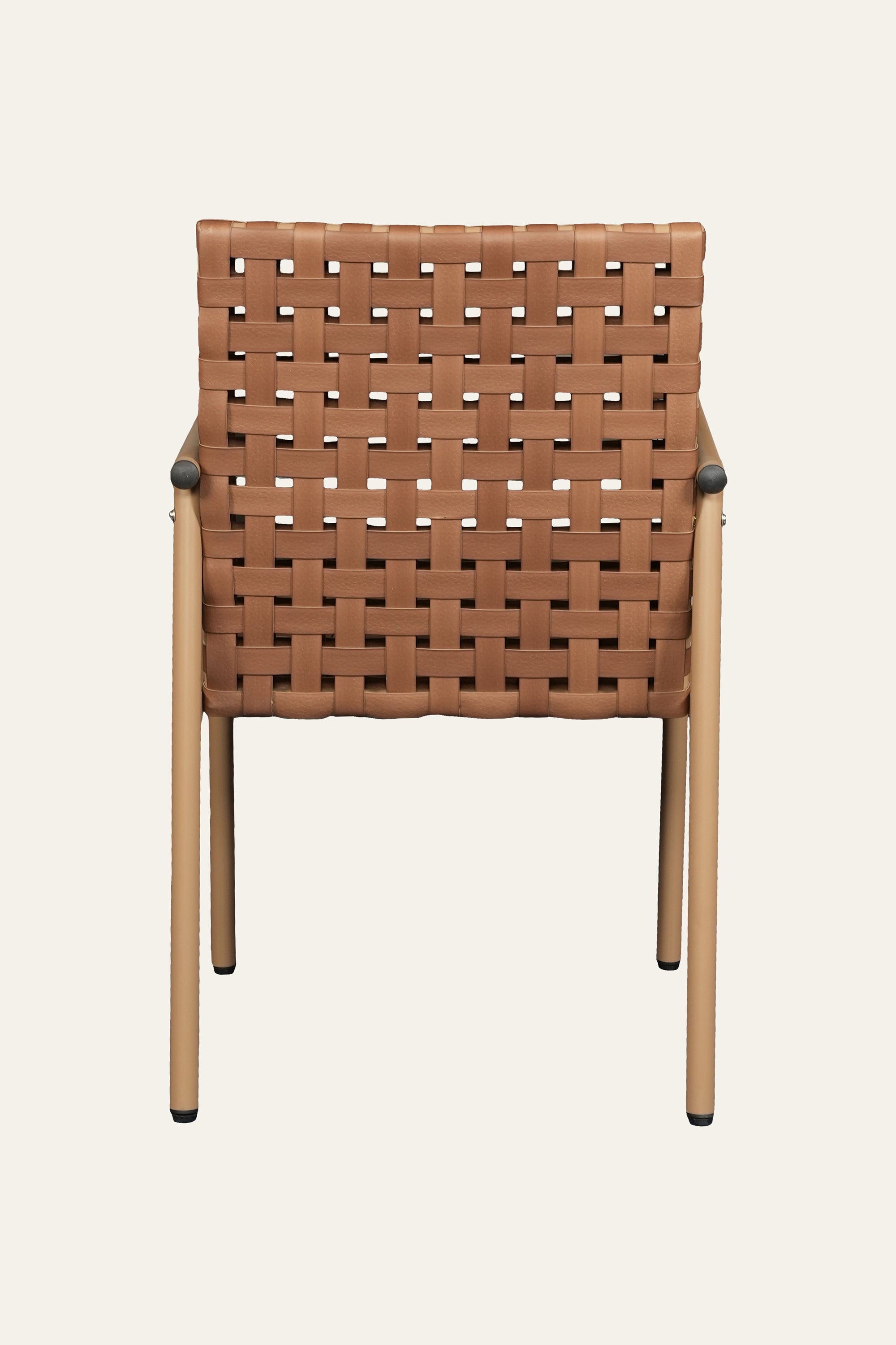 Brown Woven Nylon Rope and Metal Outdoor Arm Chair