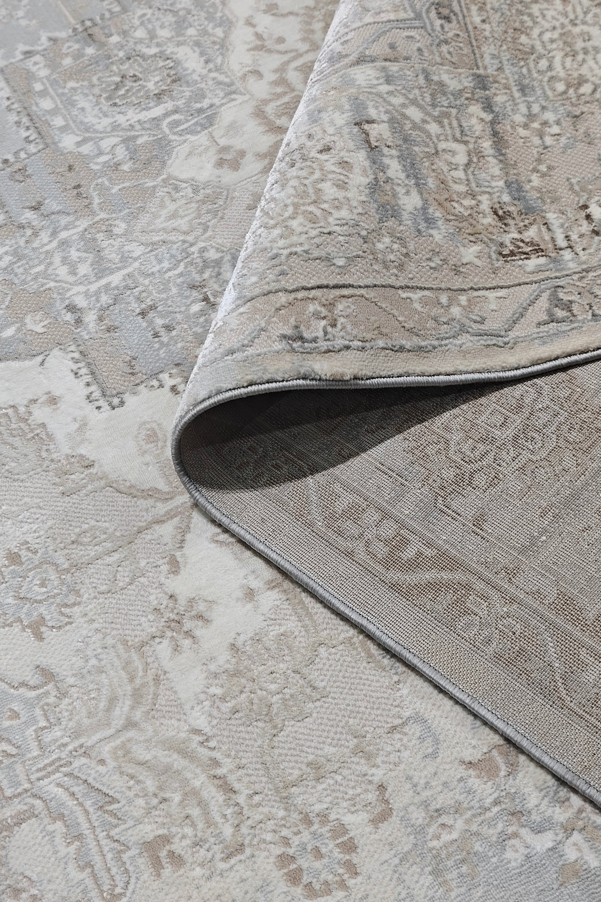 8 x 12 ft Medallion Oriental Carpet with Modern Distressed Overlay