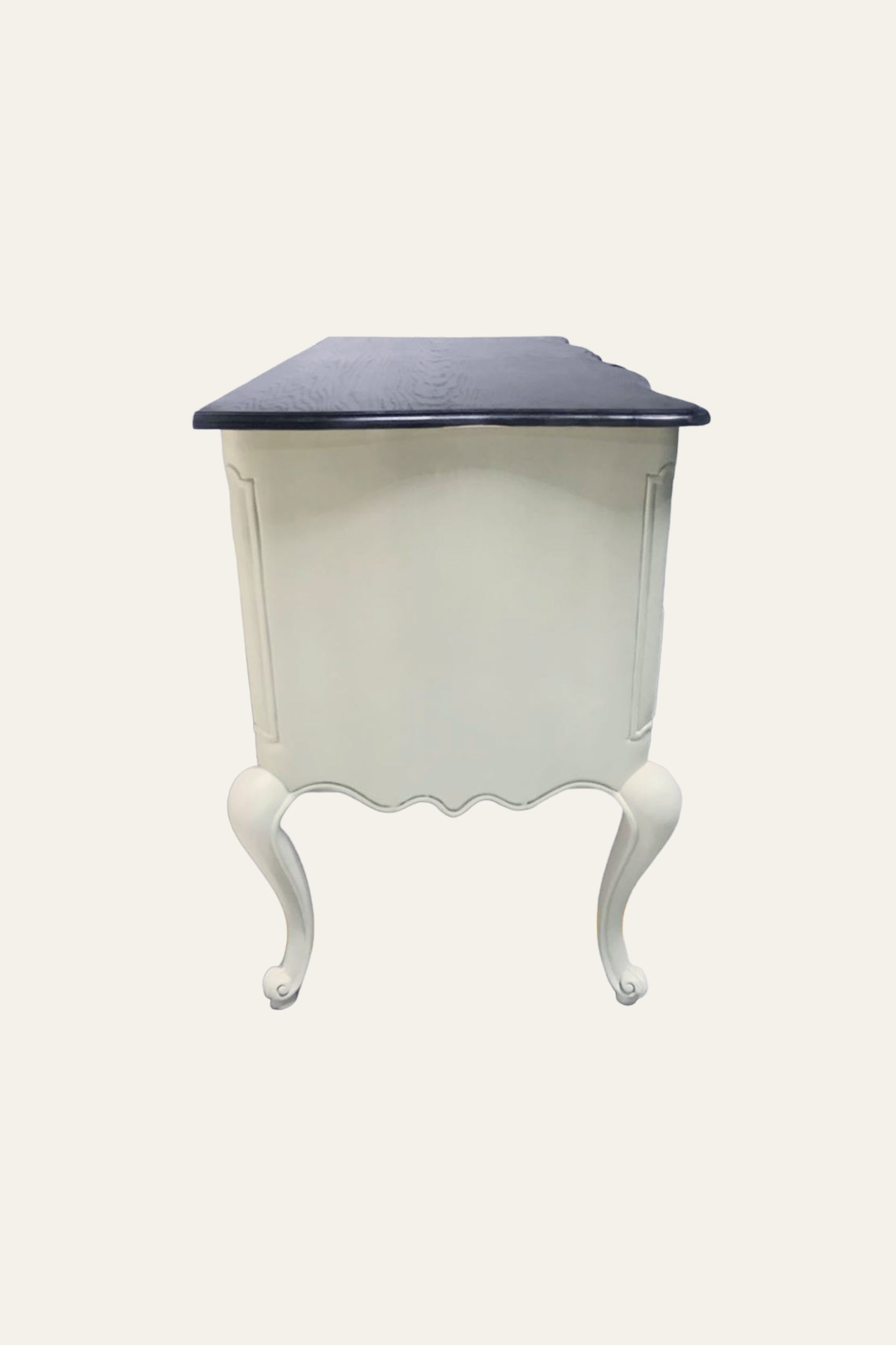 White French Provincial 2-Drawer Chest of Drawers with Black Top