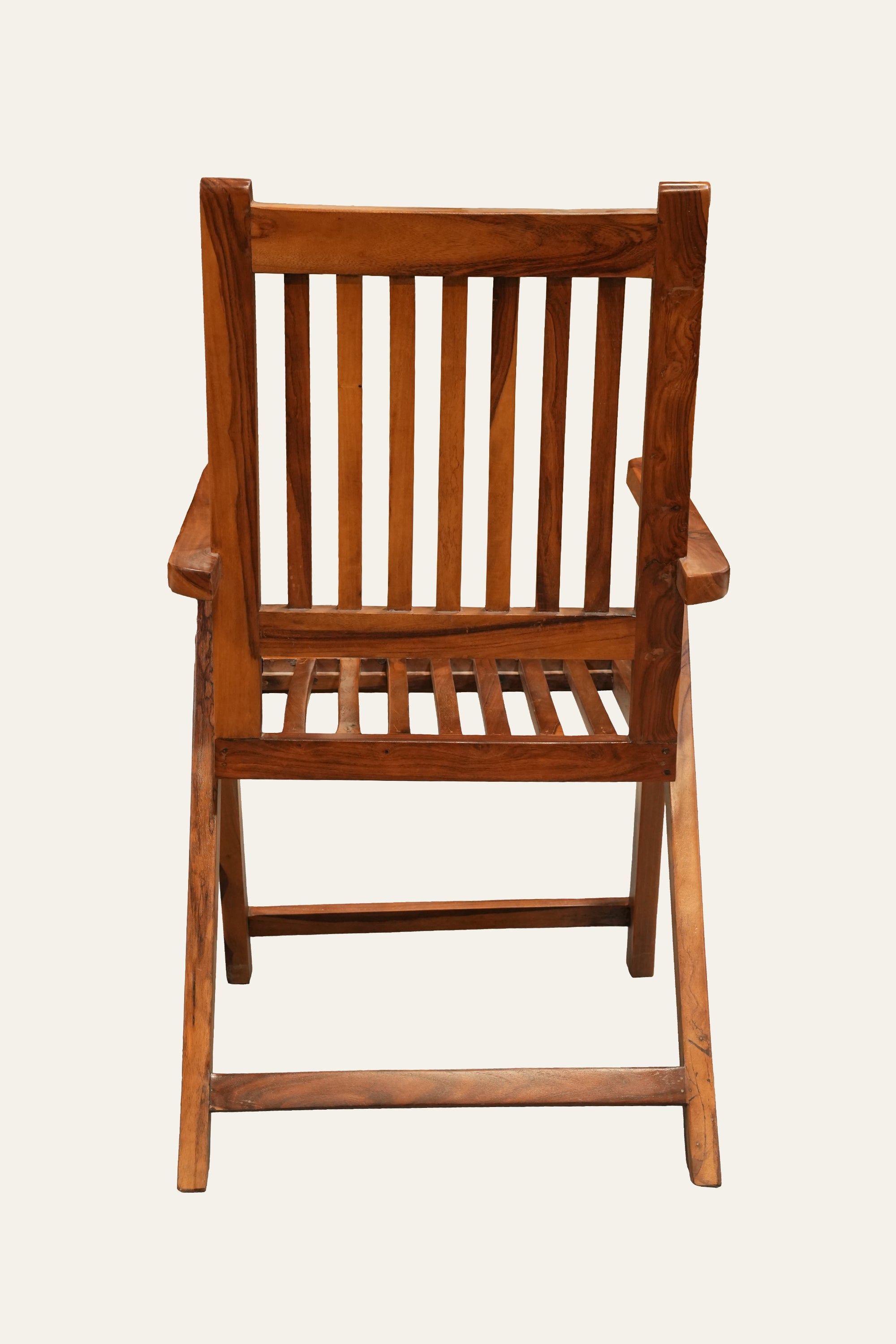 Slatted Back Wooden Armchair for Living Room