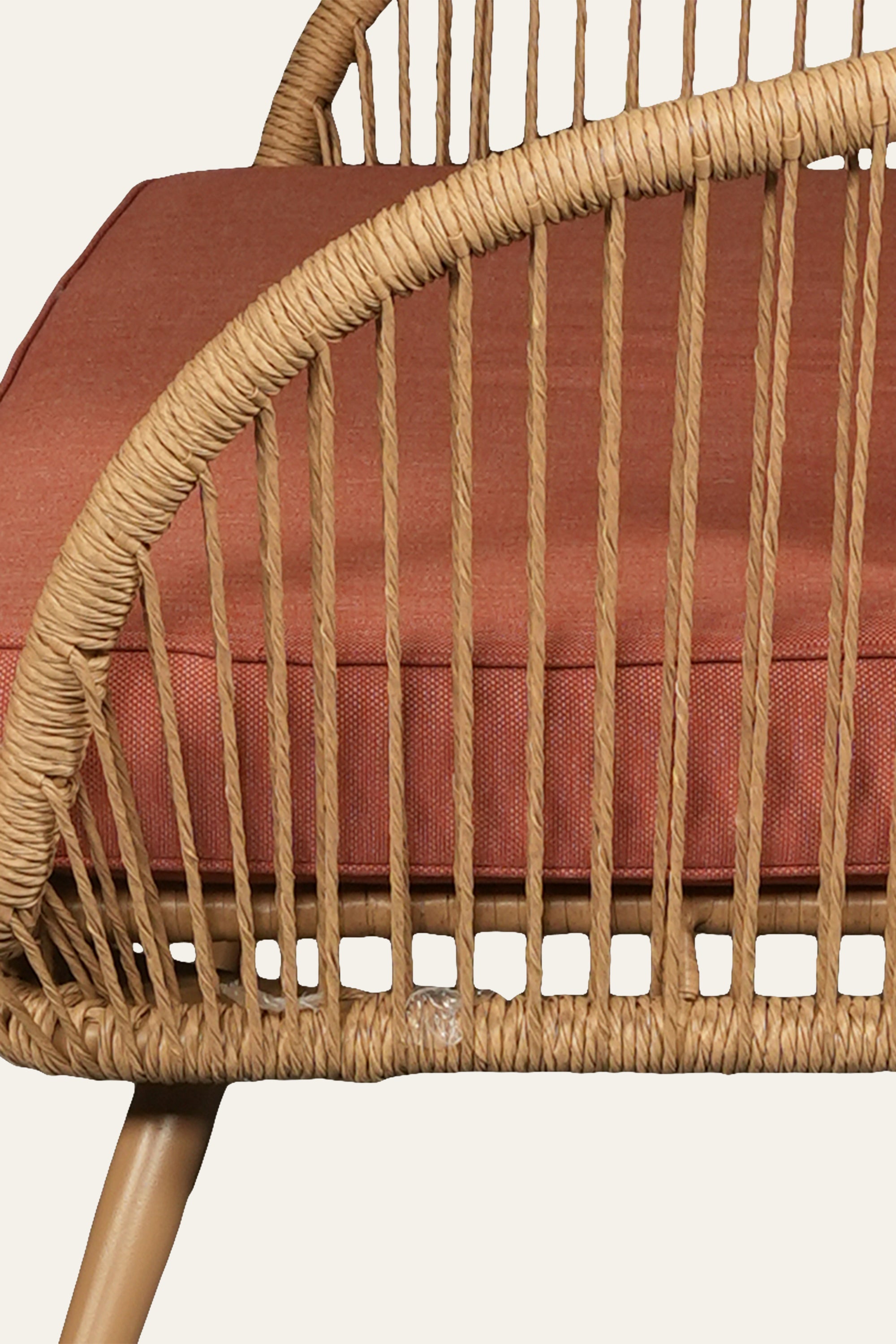 Woven Outdoor 2 Seater Sofa with Terracotta Cushions