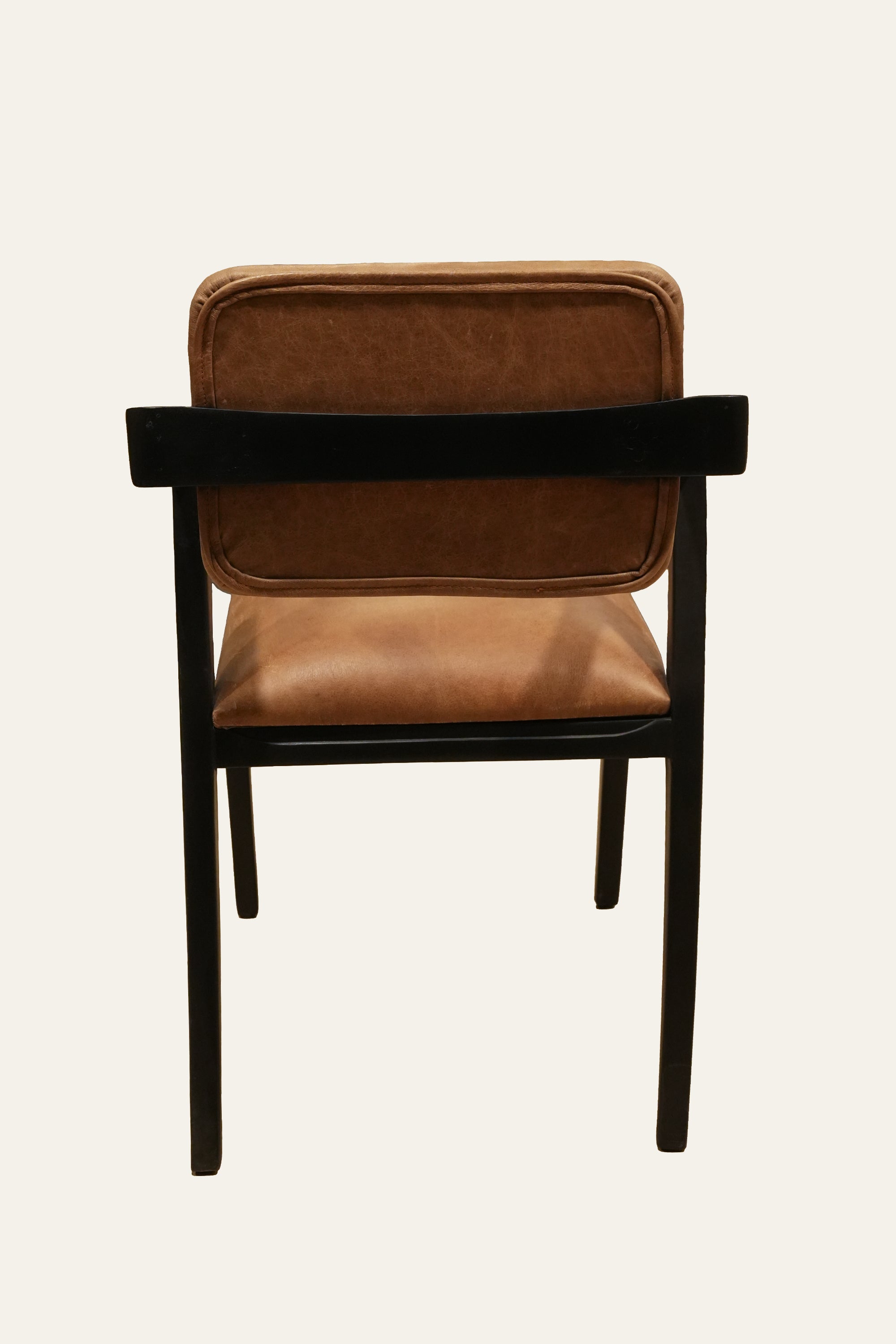 Tan PU Leatherette Upholstered Dining Chair with Black Frame