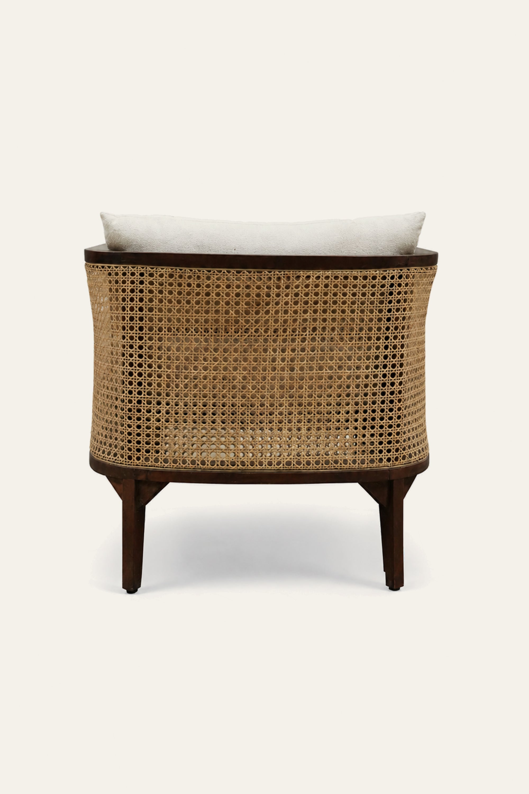 Cane Panel Lounge Armchair with Cushioned Seat