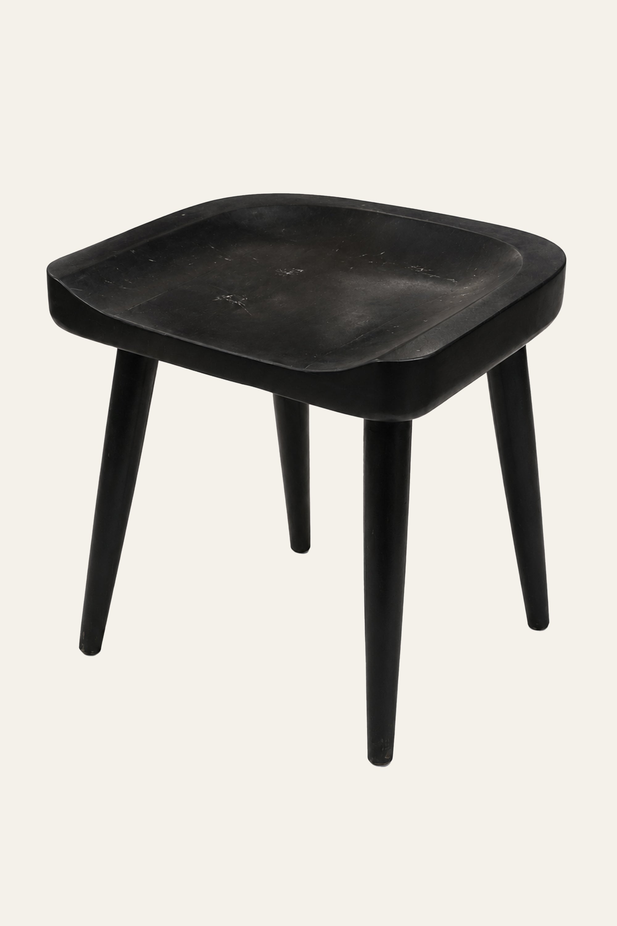 Dark Charcoal Curved Wooden Stool for Modern Homes