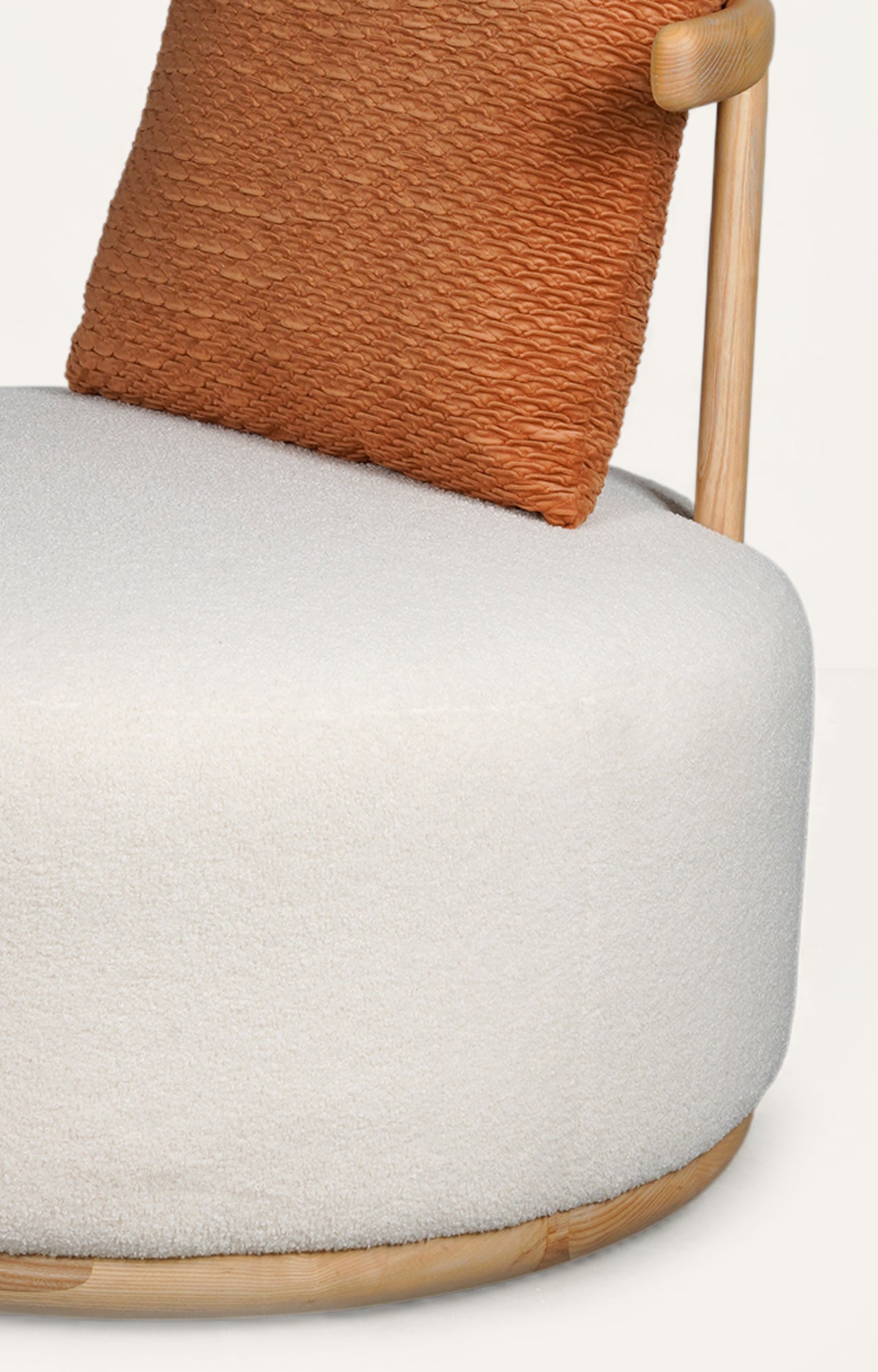 Foam Sponge Oak Armchair in Boucle