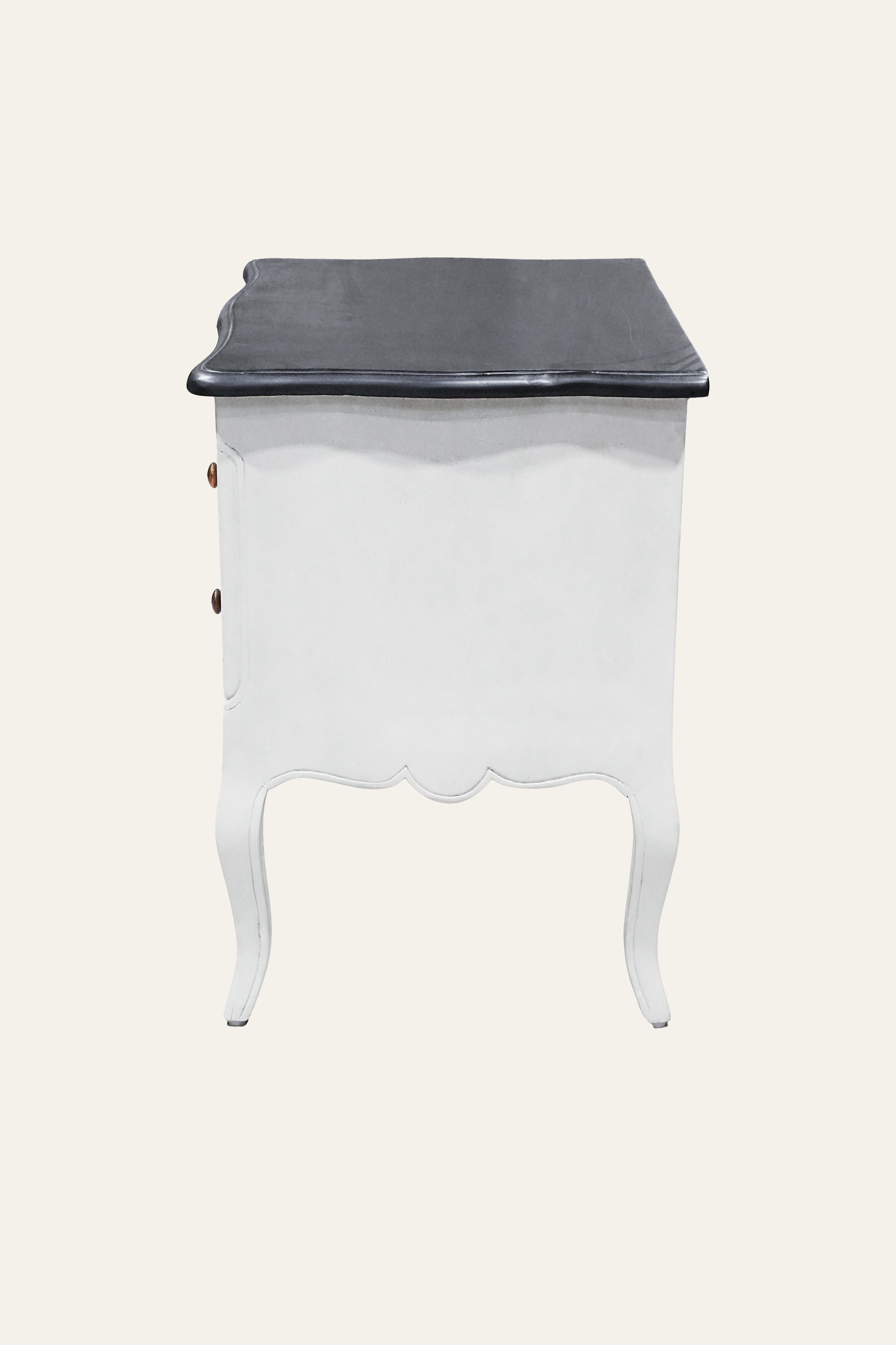 Two Toned French Style 2-Drawer Chest of Drawers with Curved Legs