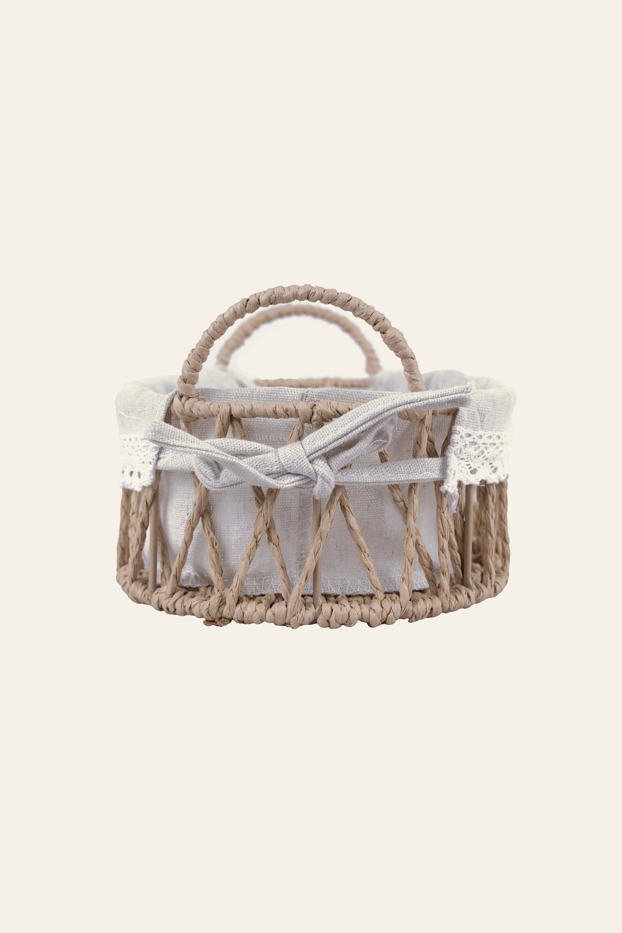 Oval Woven Storage Basket with Fabric Liner – Big