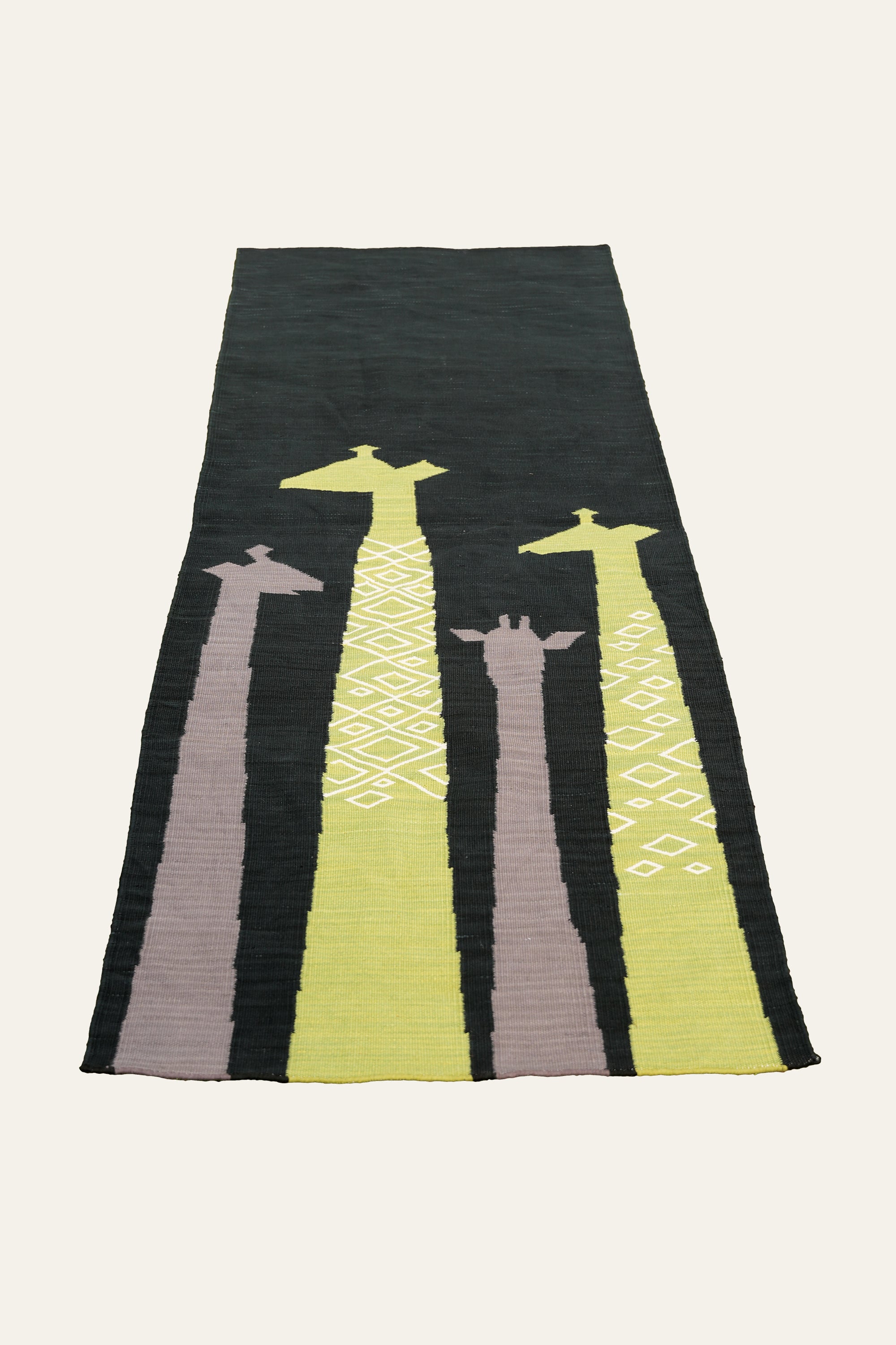 Yellow & Pink Giraffe Motif Cotton Yoga Mat for Kids