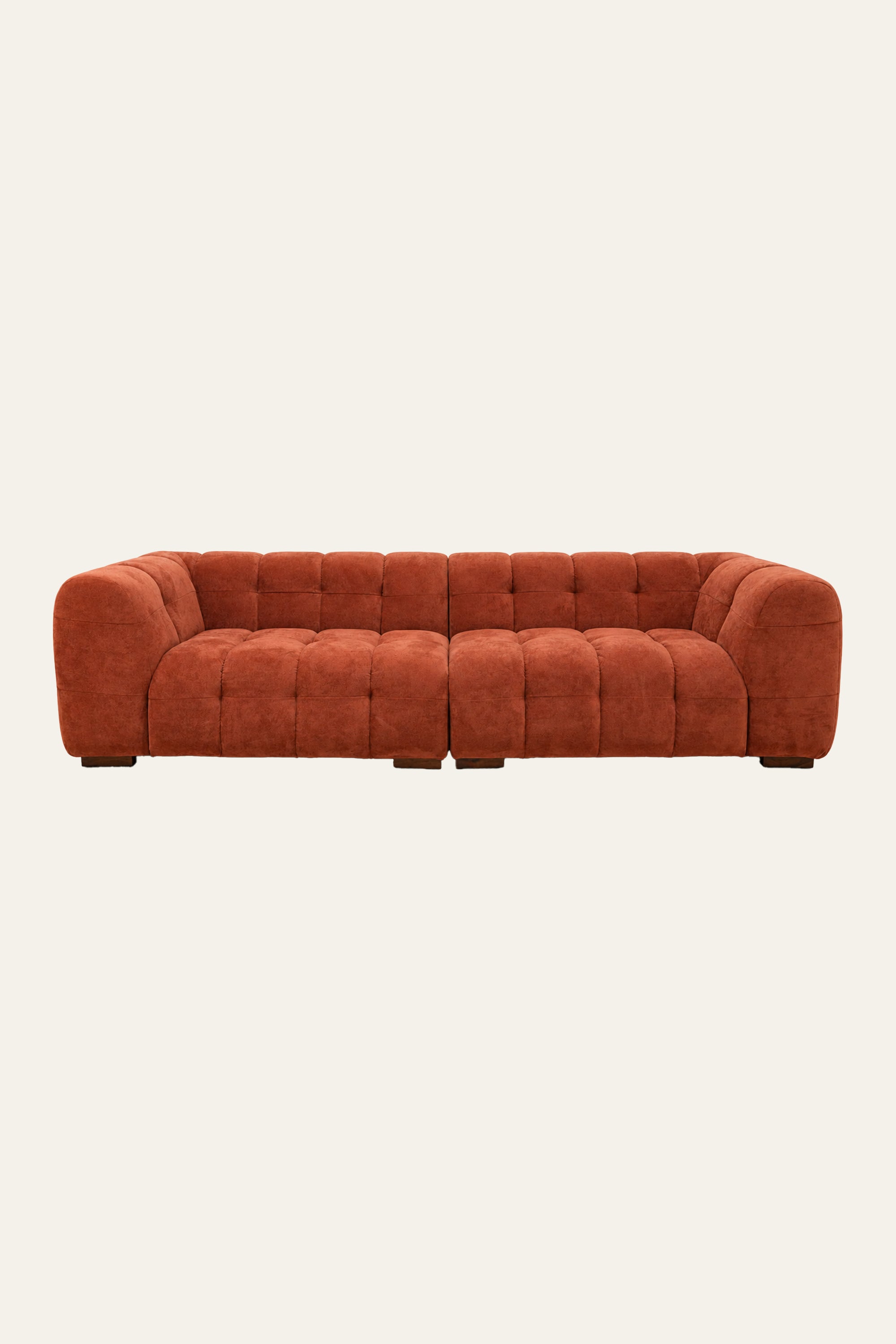Rust Orange Channel 4-Seater Block Sofa for Living Room