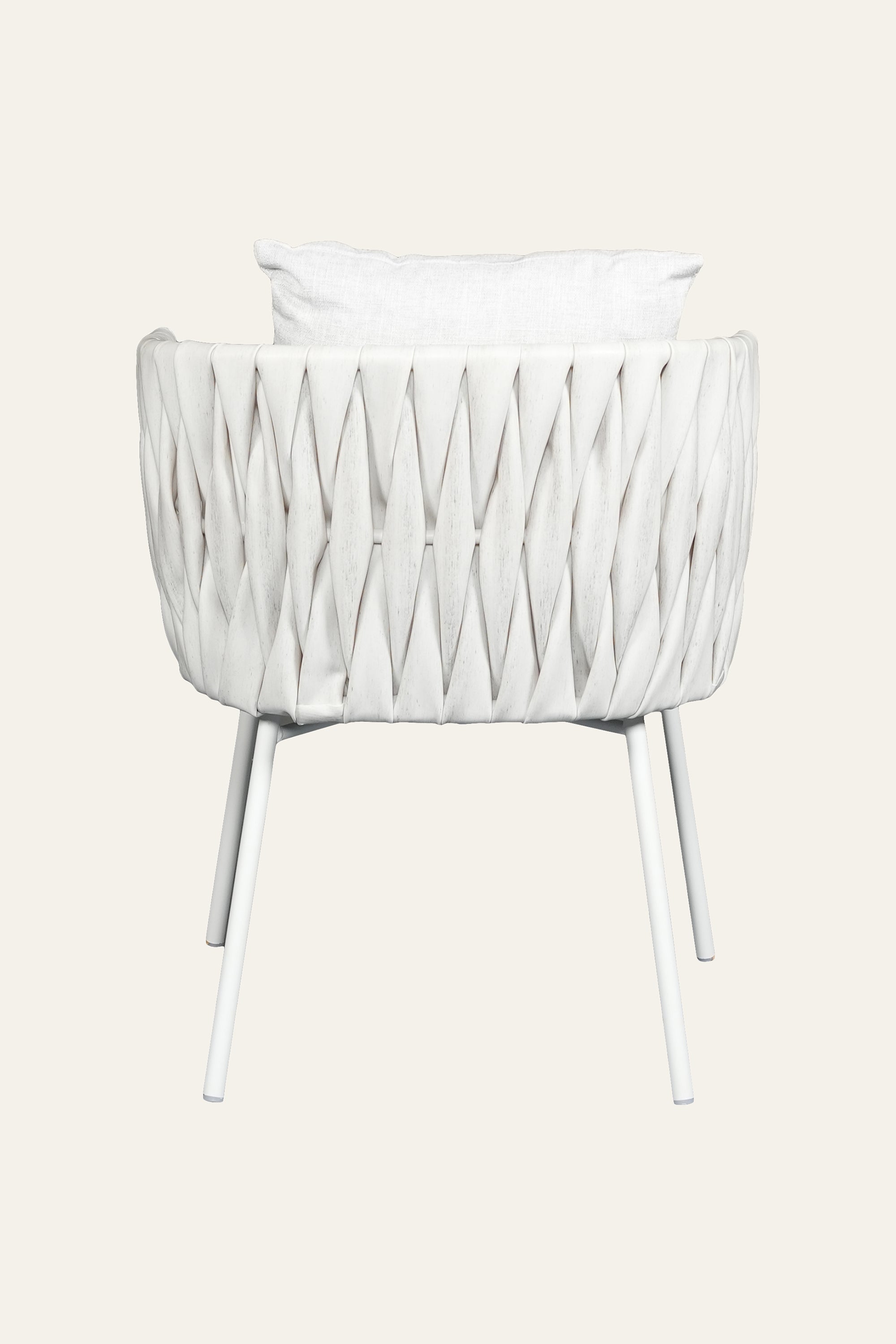 White Metal & Rope Woven Outdoor Armchair
