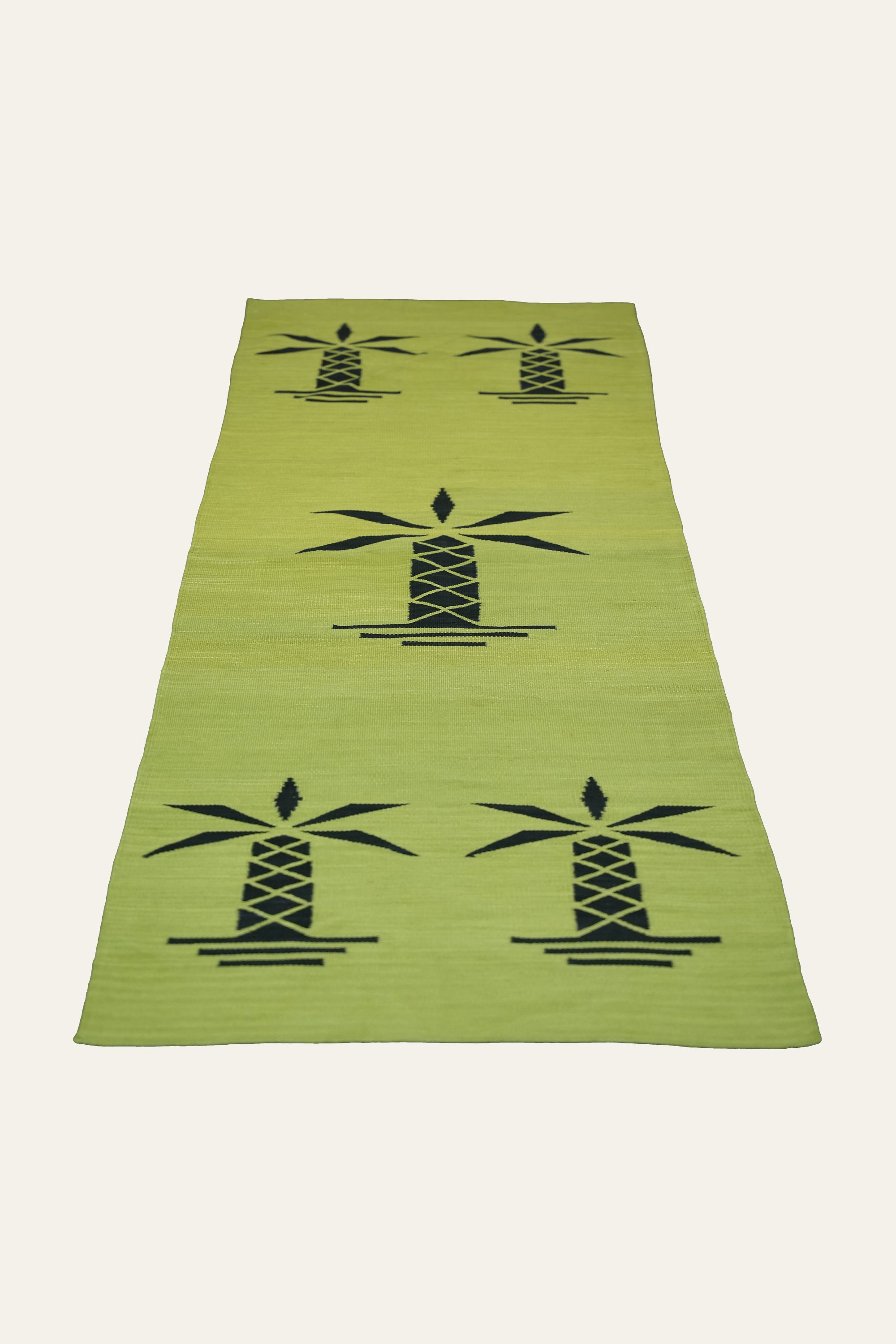 Yellow Yoga Mat for Kids with Black Palm Tree Motifs