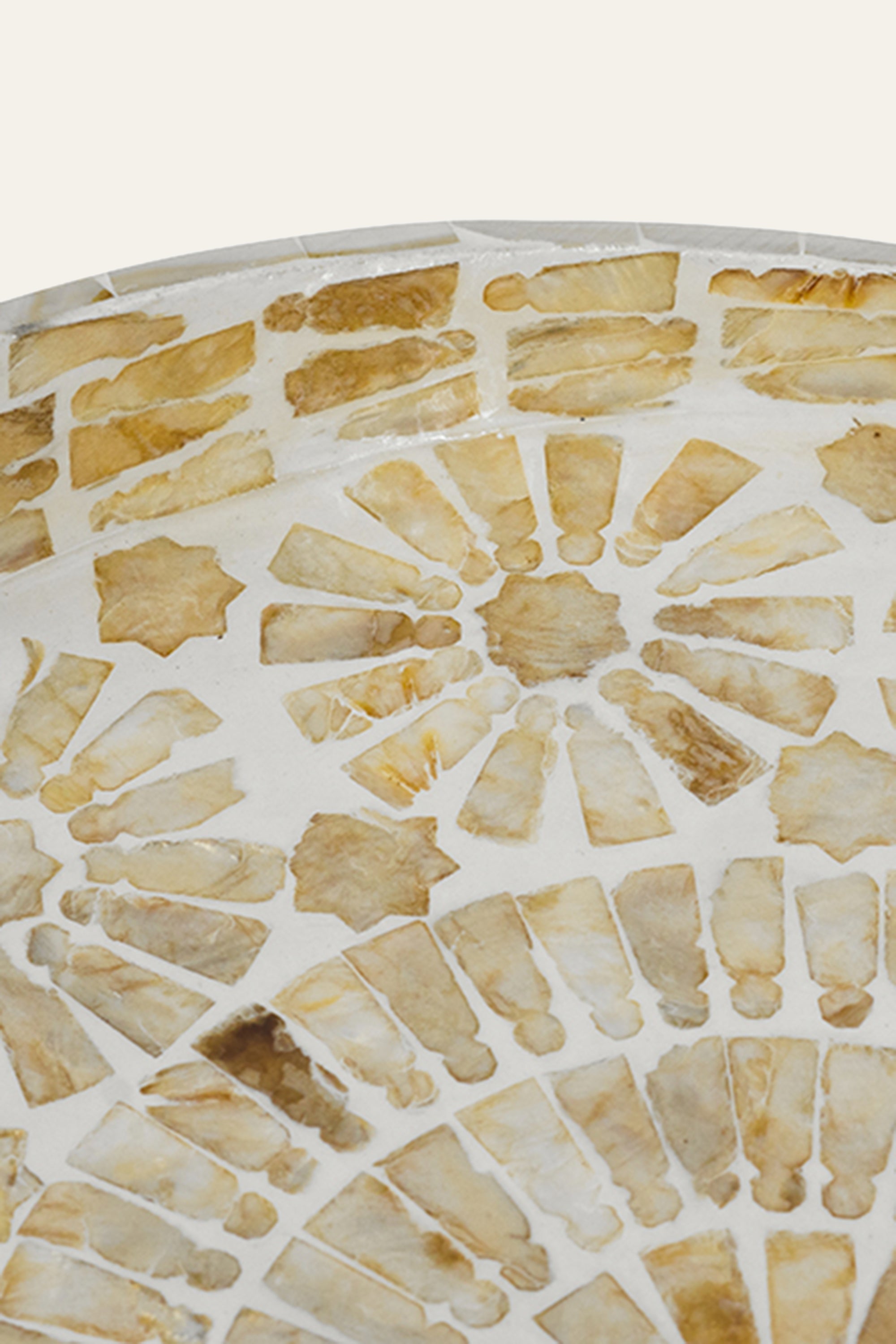 Circular Mosaic Mother of Pearl Inlay Serving Tray for Coffee Tables