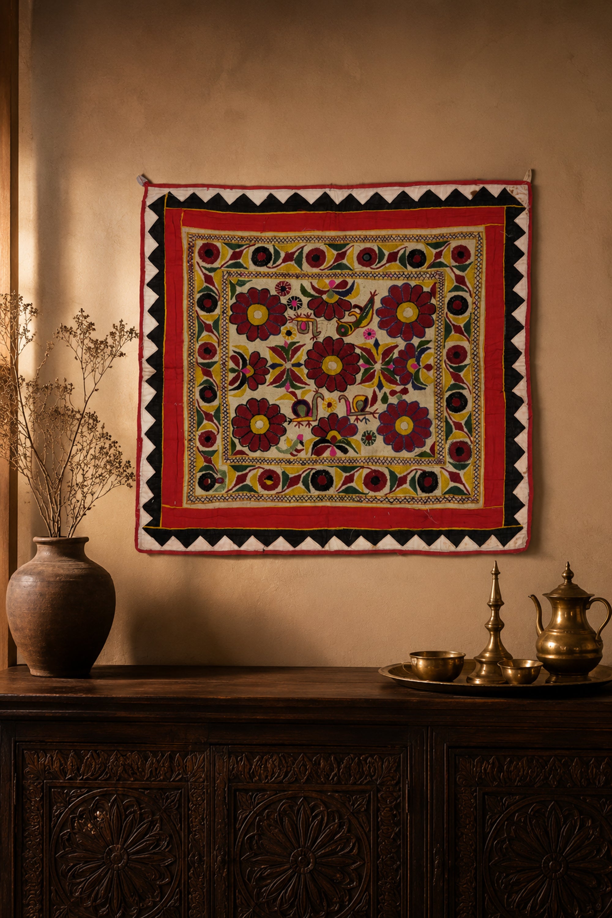 Floral Medallion Kutch Vintage Wall Art