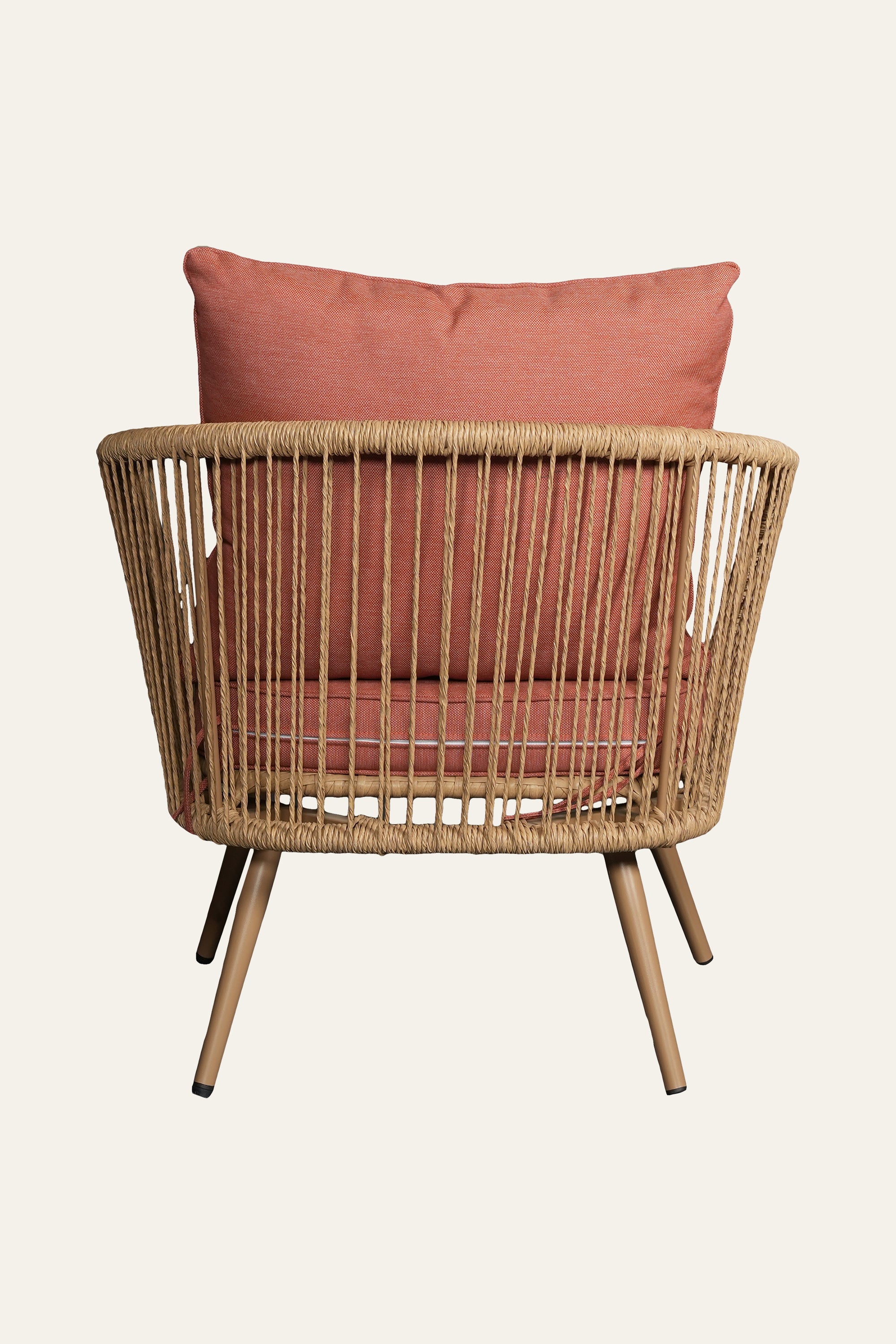 Terracotta Metal and Nylon Ropes Outdoor Armchair