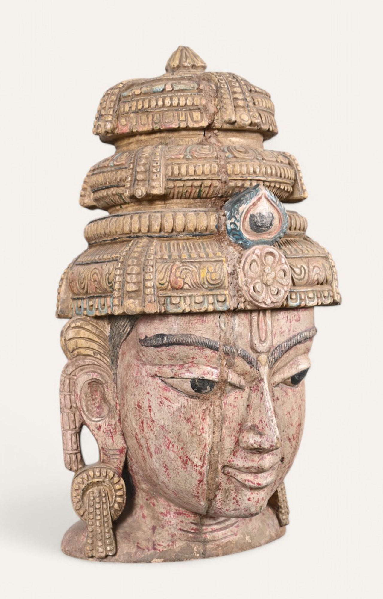 Rustic Hand-Carved Wooden Wall Mask