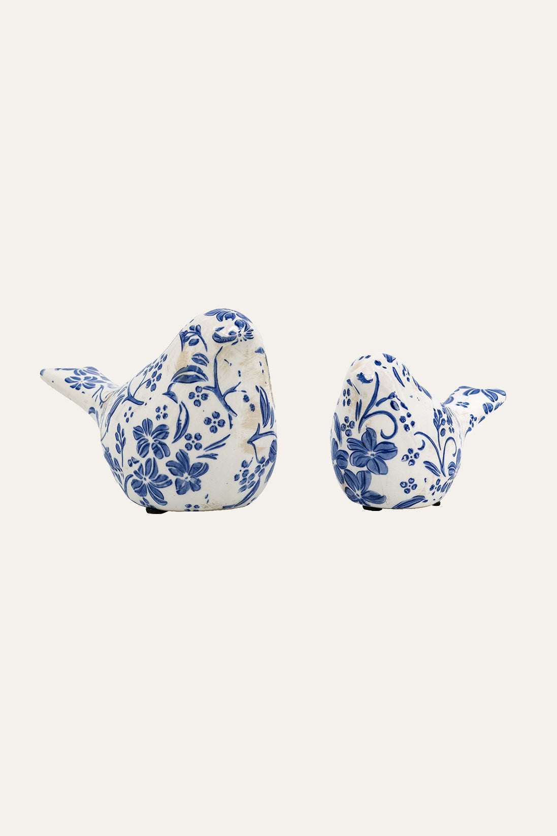 Blue & White Ceramic Bird Figurine - Big