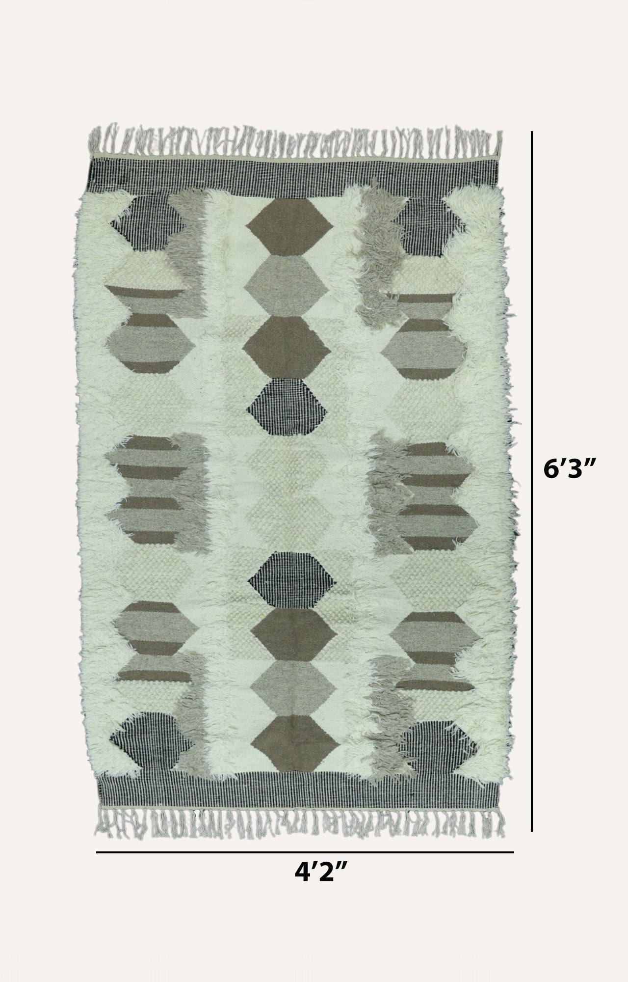 White Hand Tufted Cotton Rug with Tassels