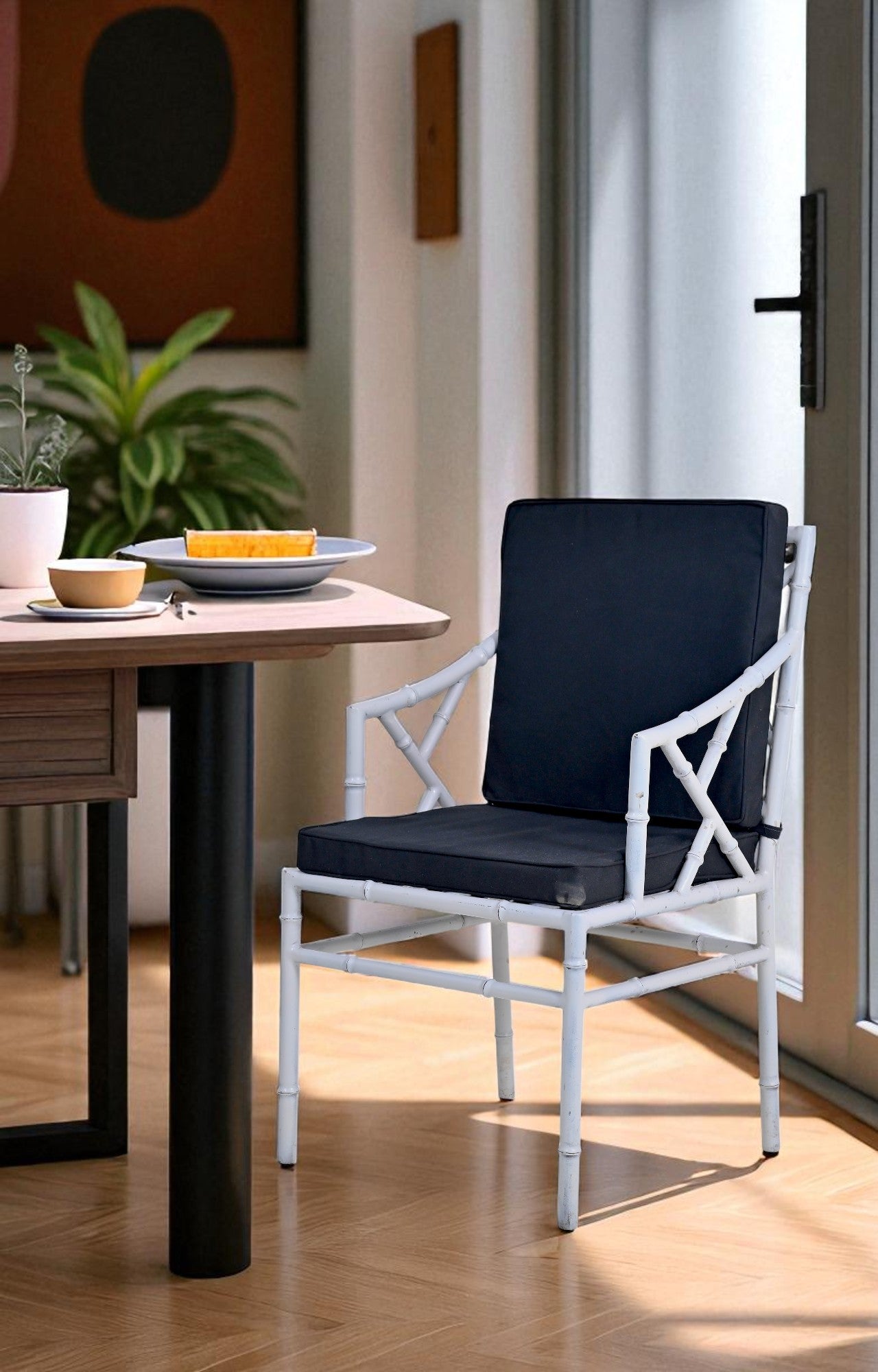 Iron Dining Chair with Armrests