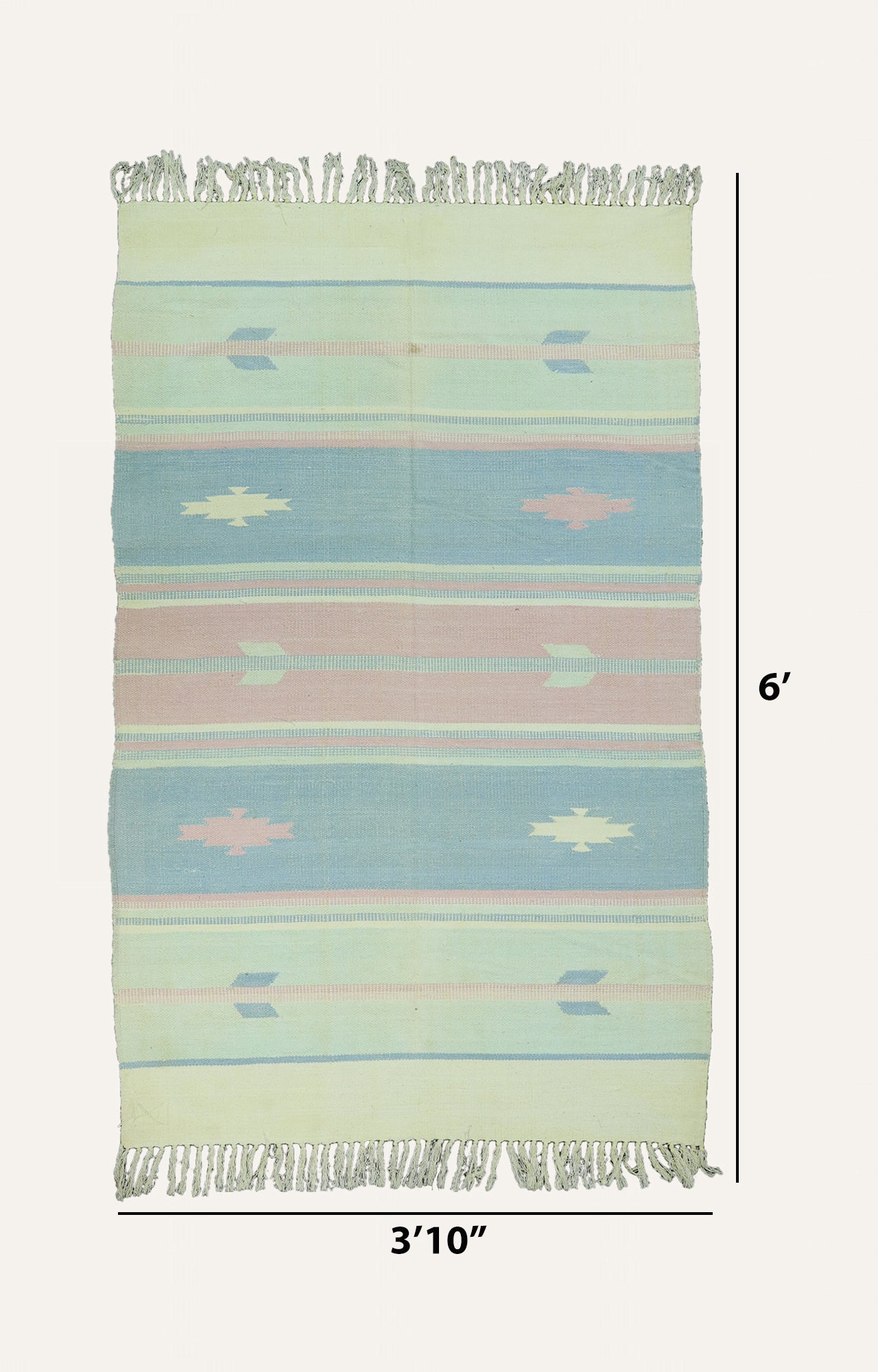 Pastel Vintage Cotton Rug with Tassels