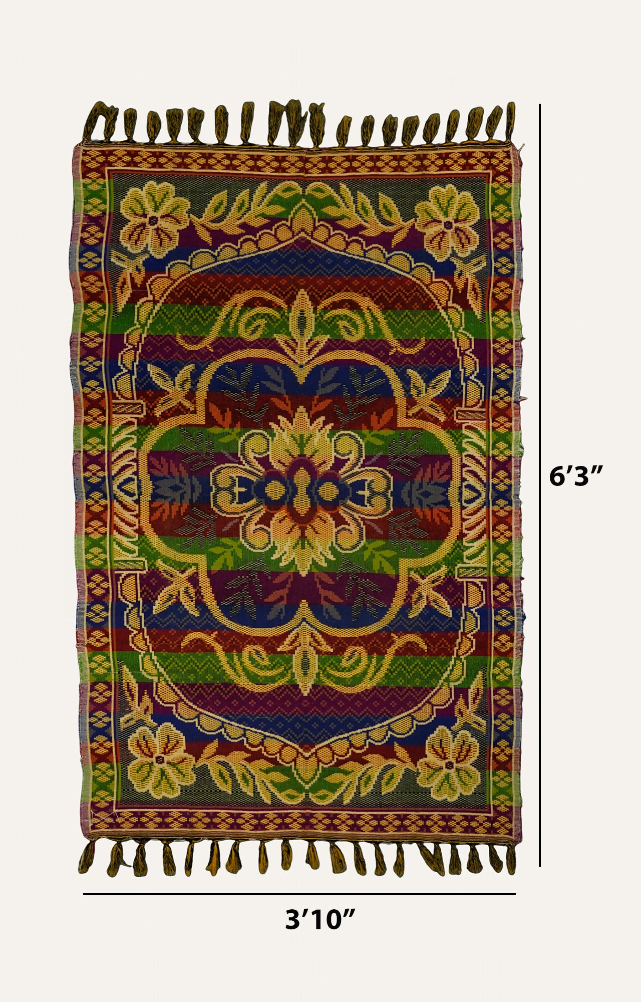 Handwoven Woolen Rug with Bold Floral Patterns