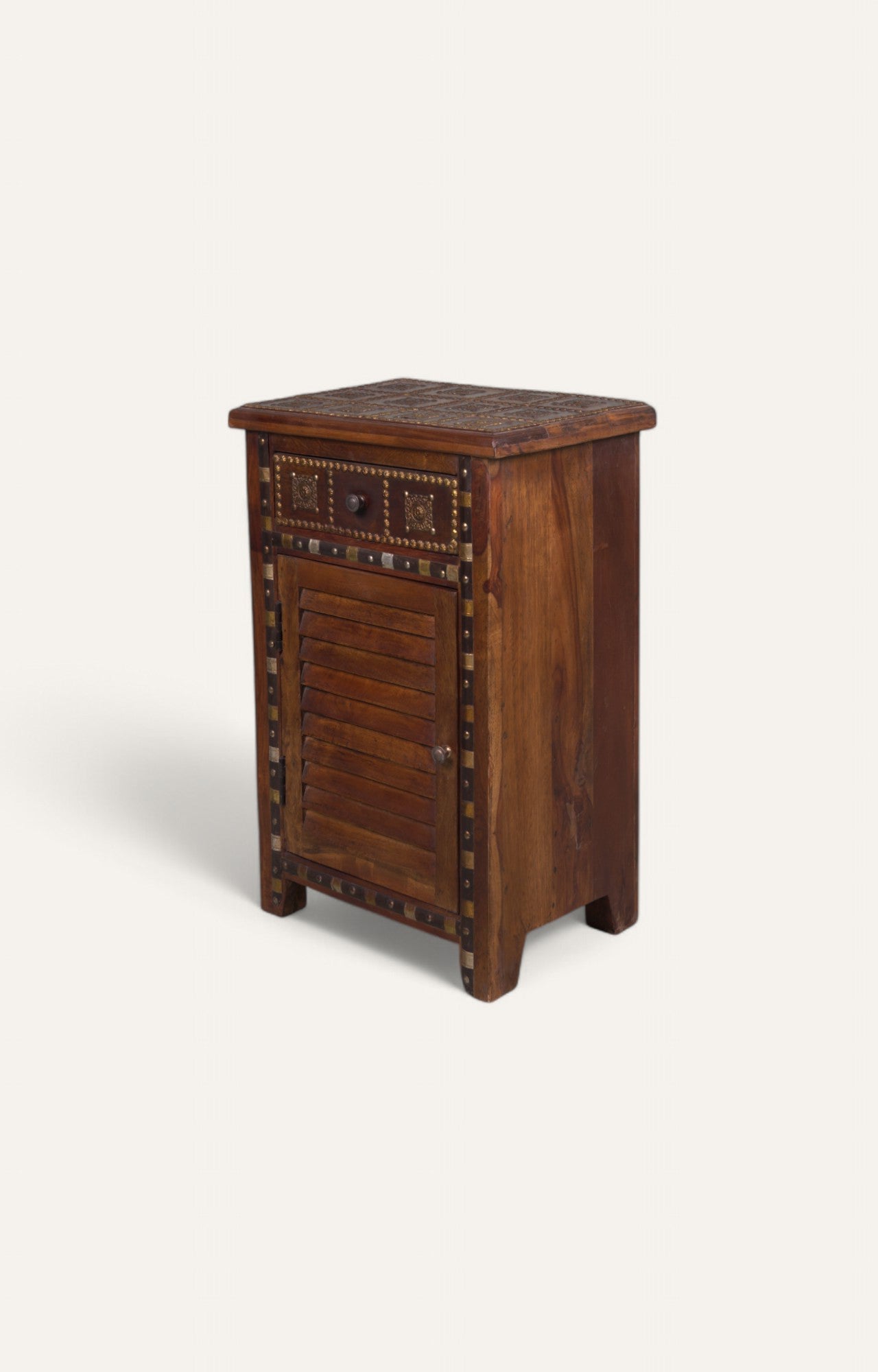 Candis Antique Brass Inlaid Wooden Cabinet