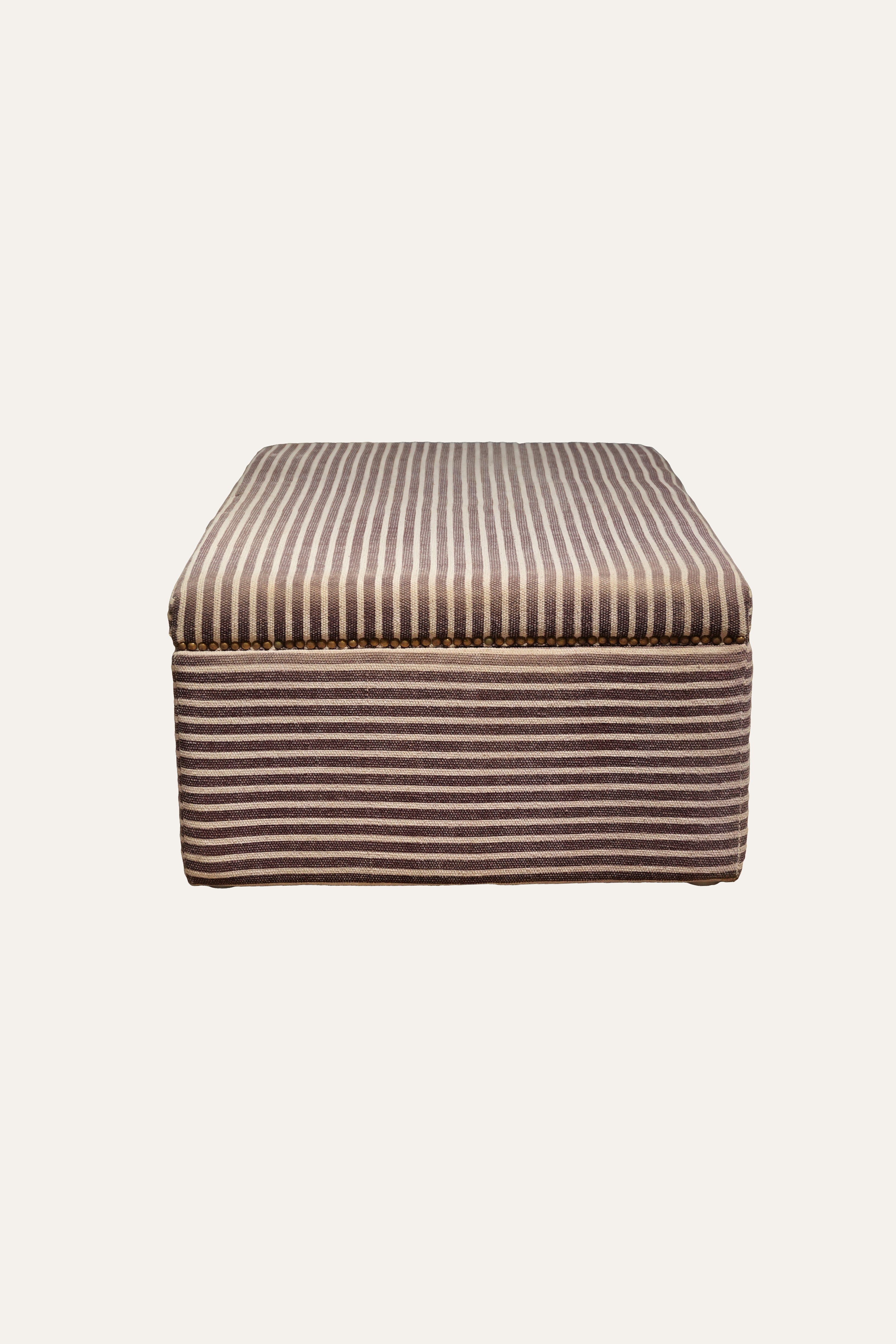 Striped Woven Dhurrie Storage Trunk For Living Room