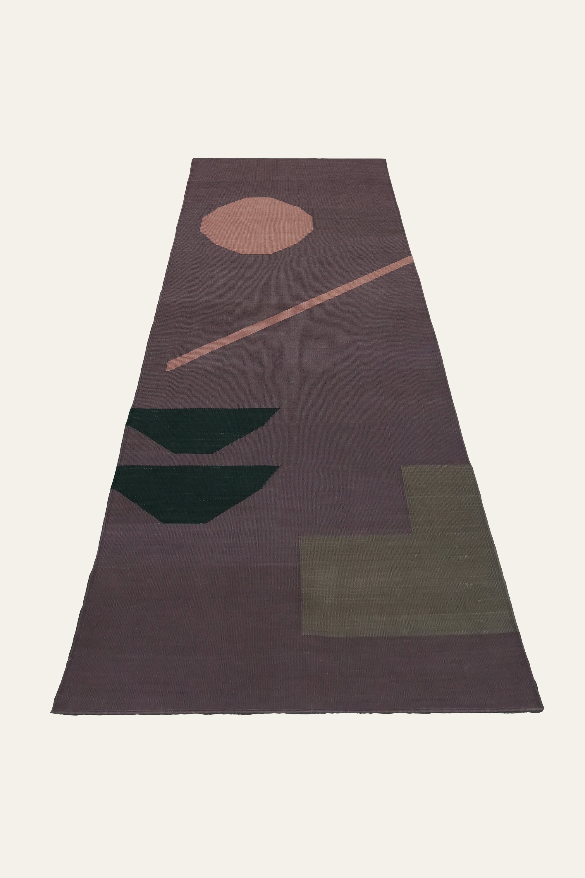 Plum Geometric Cotton Yoga Mat with White Fringe