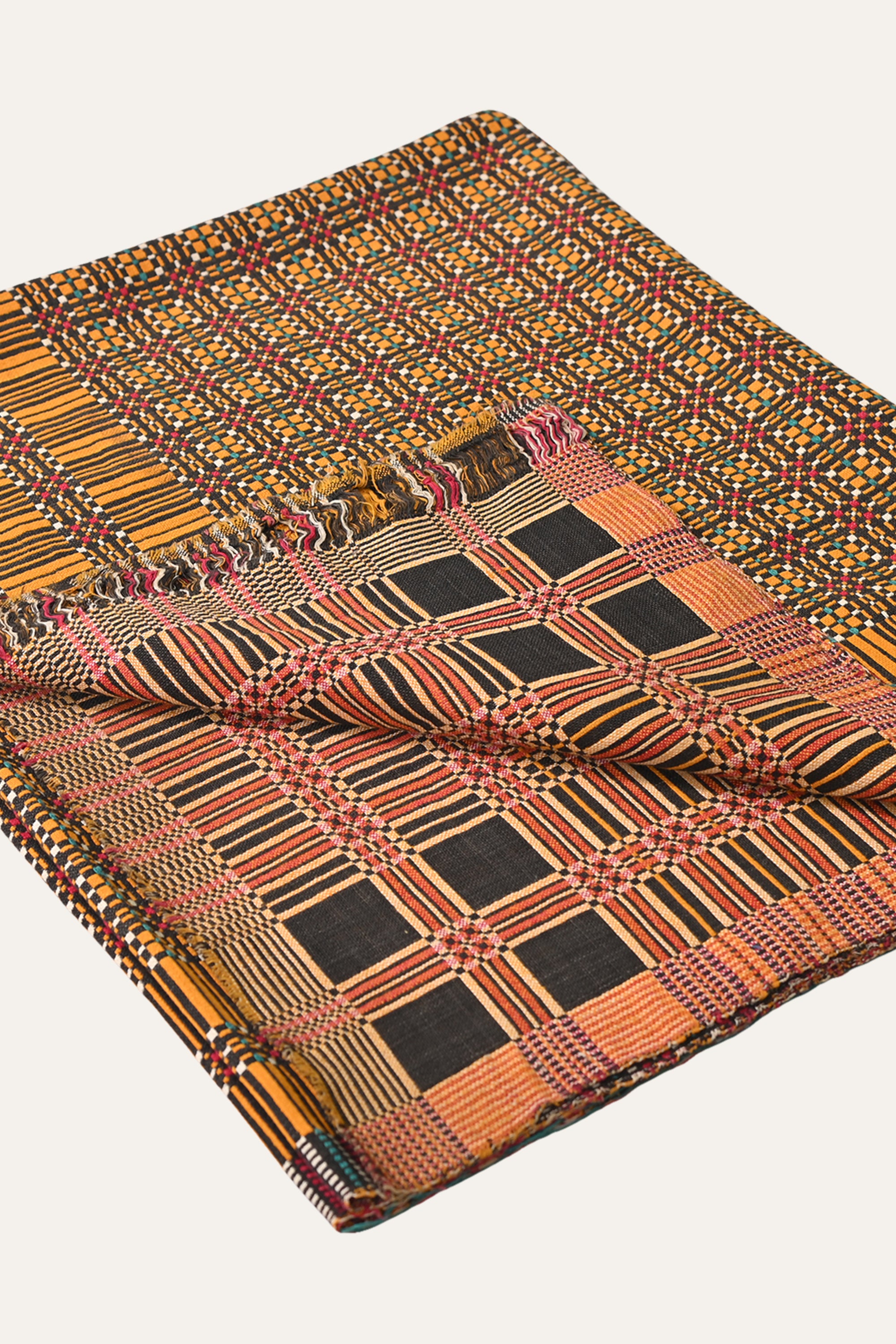 Orange & Slate Check Reversible Cotton Khes Wall Hanging