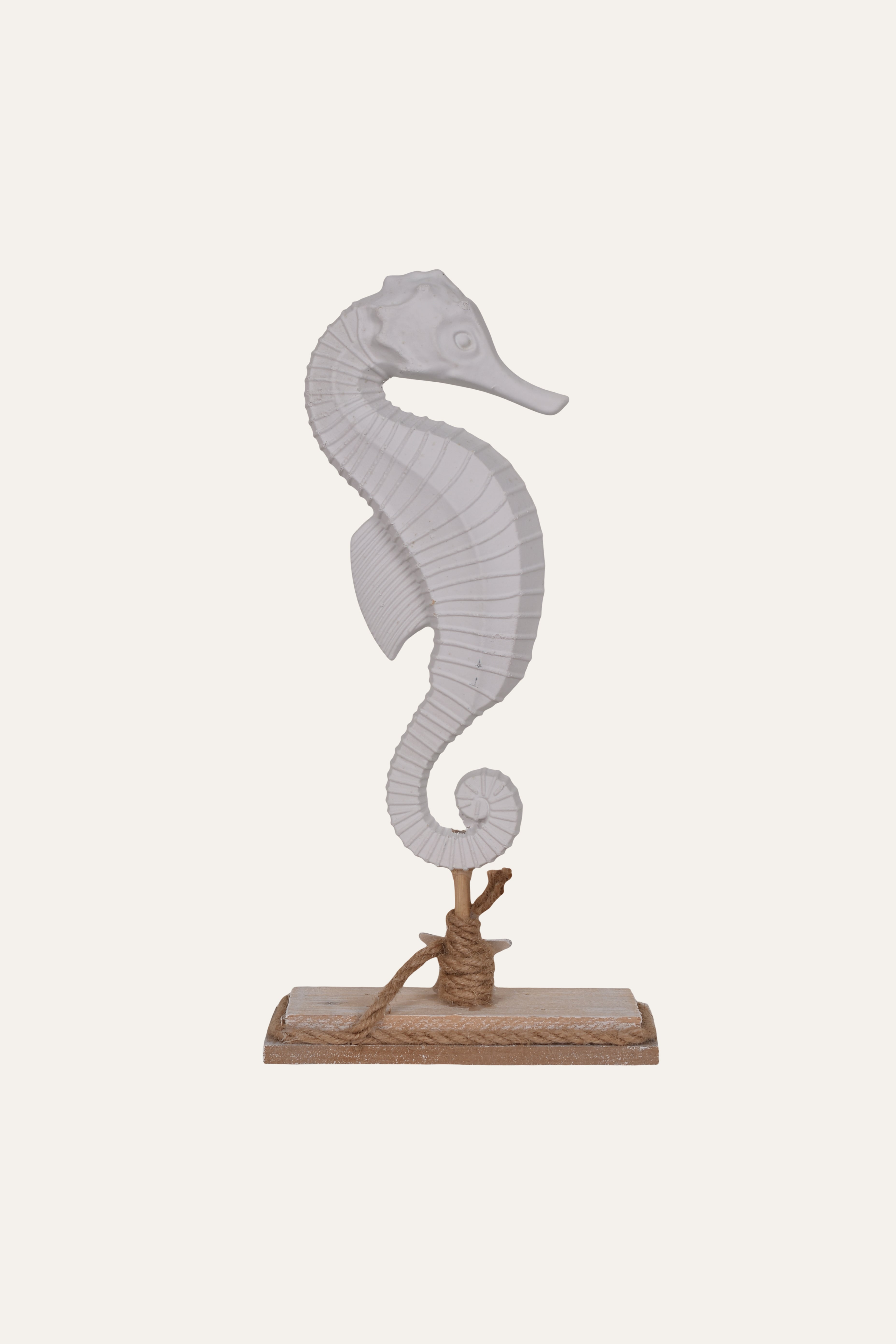 Coastal White Seahorse Resin Table Décor