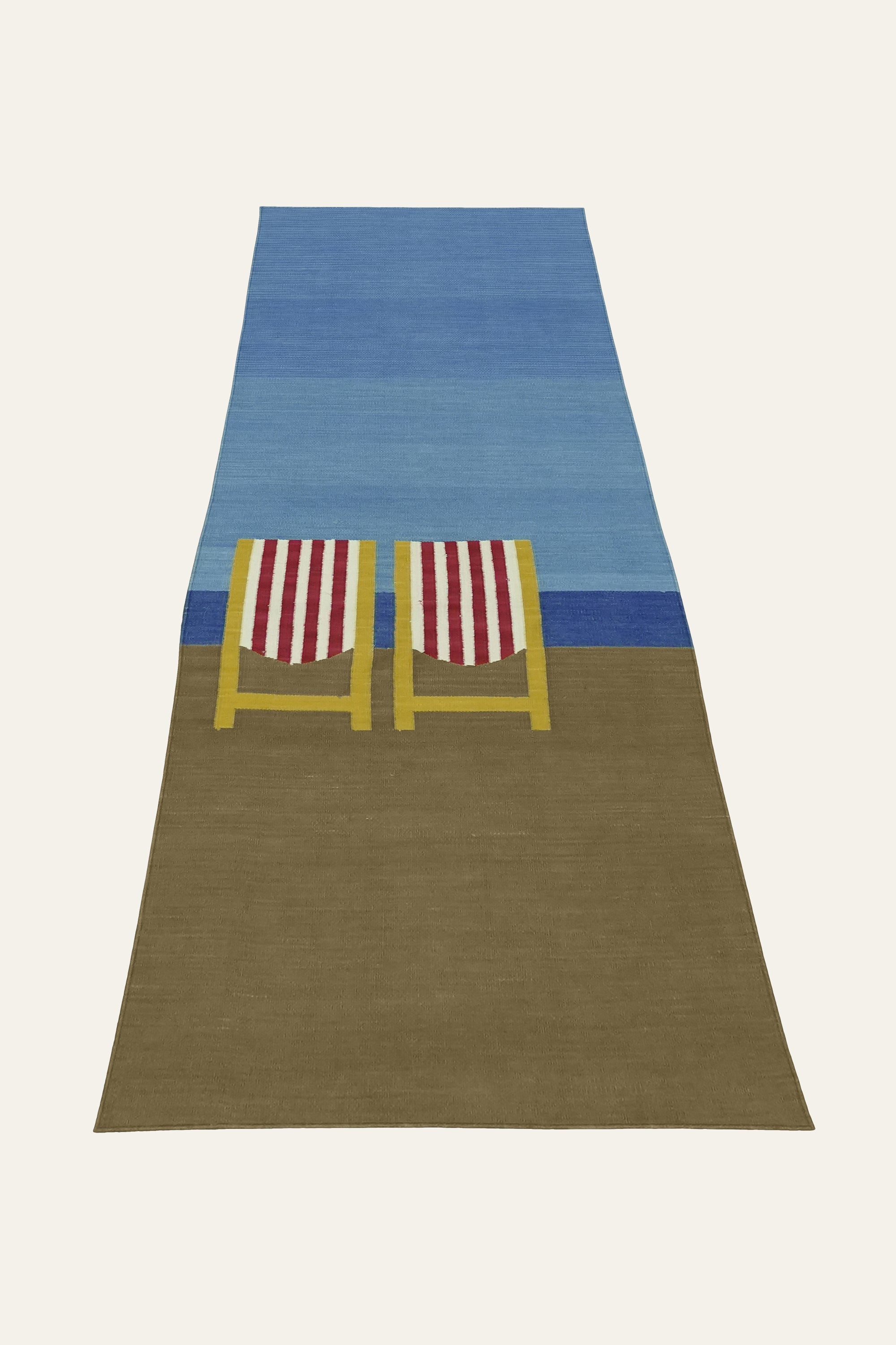 Blue and Gold Beach Chair Cotton Yoga Mat