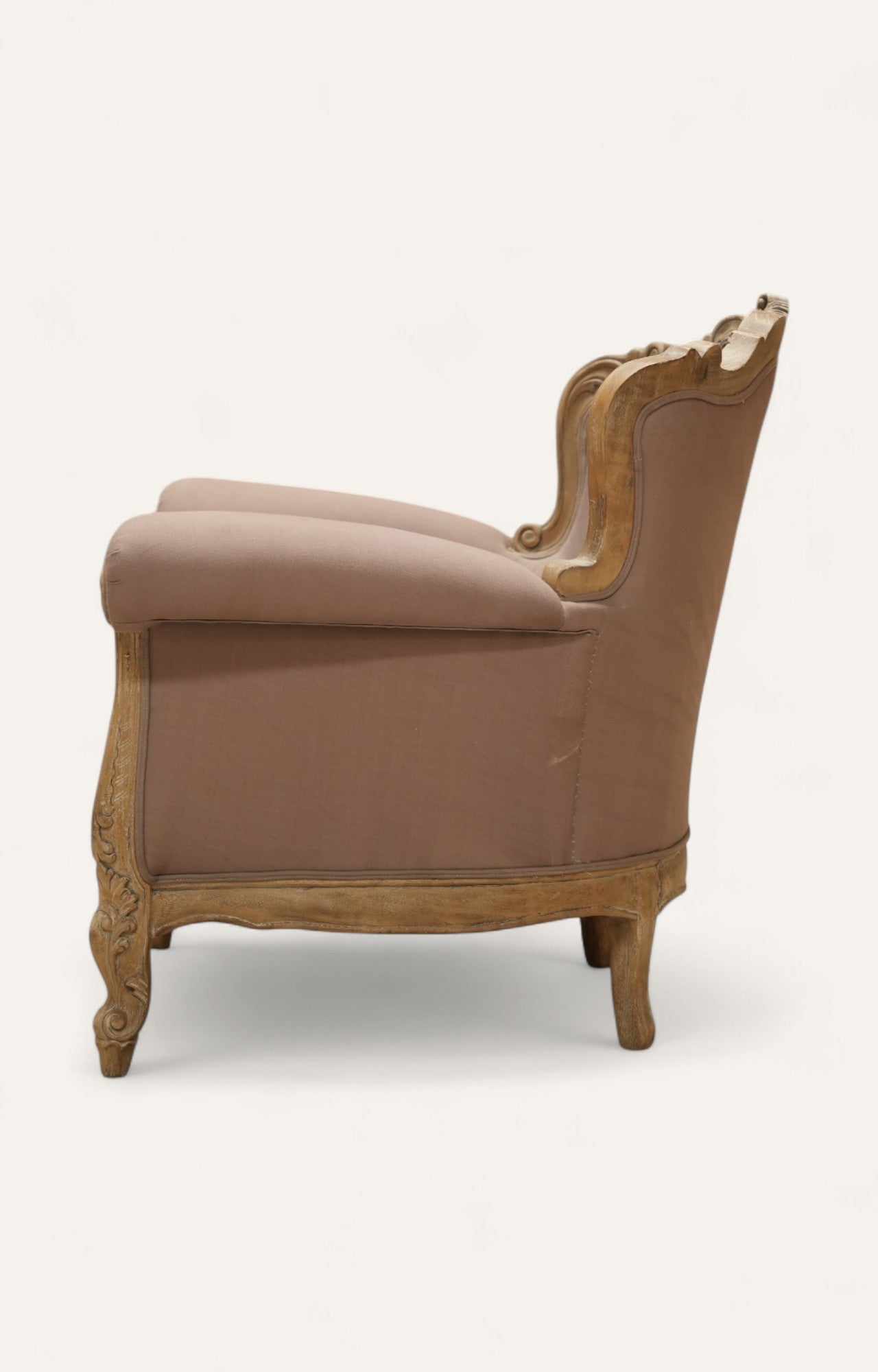 Hand-carved French Velvet Armchair