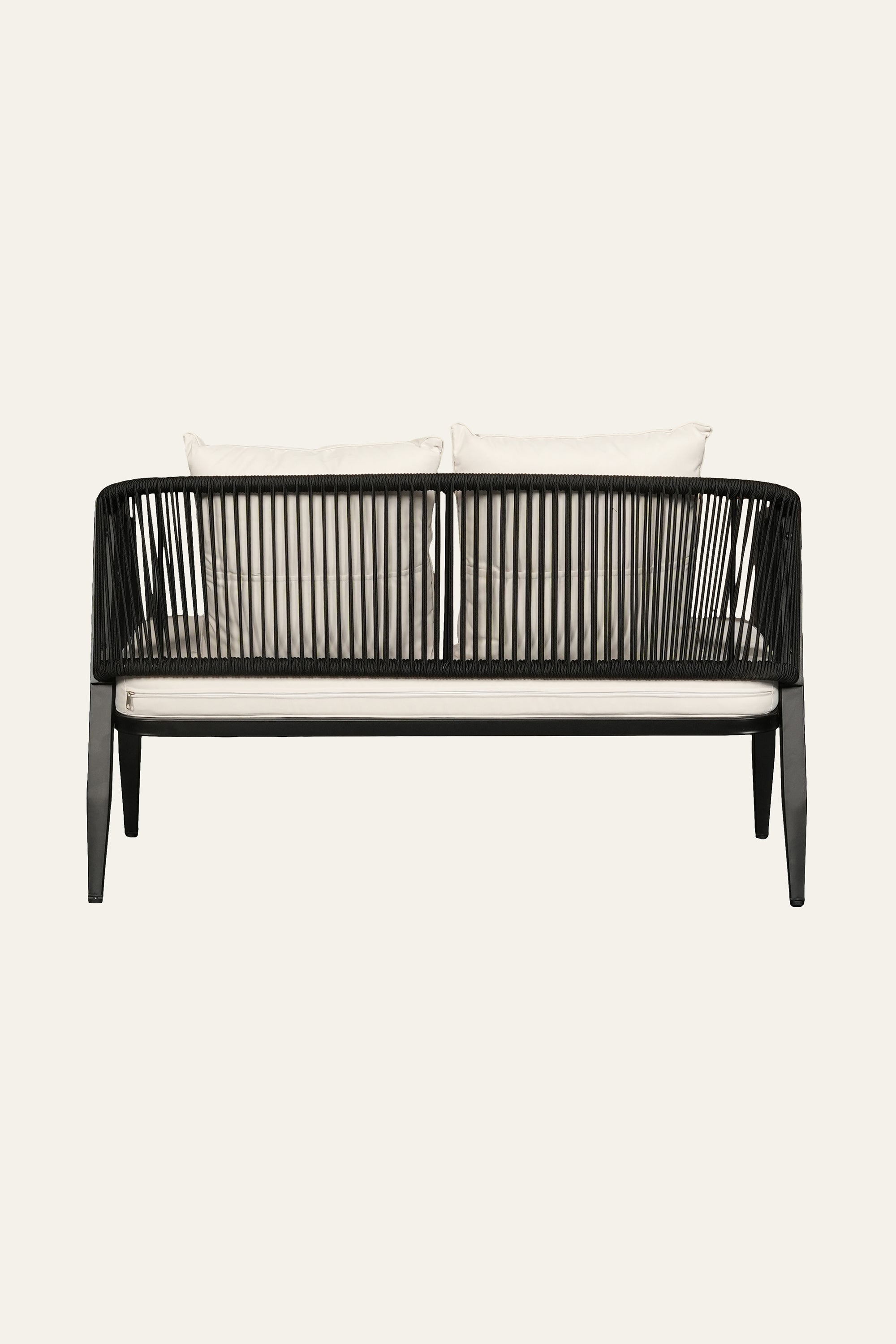 Black Modern Outdoor 2-Seater Sofa for Patio