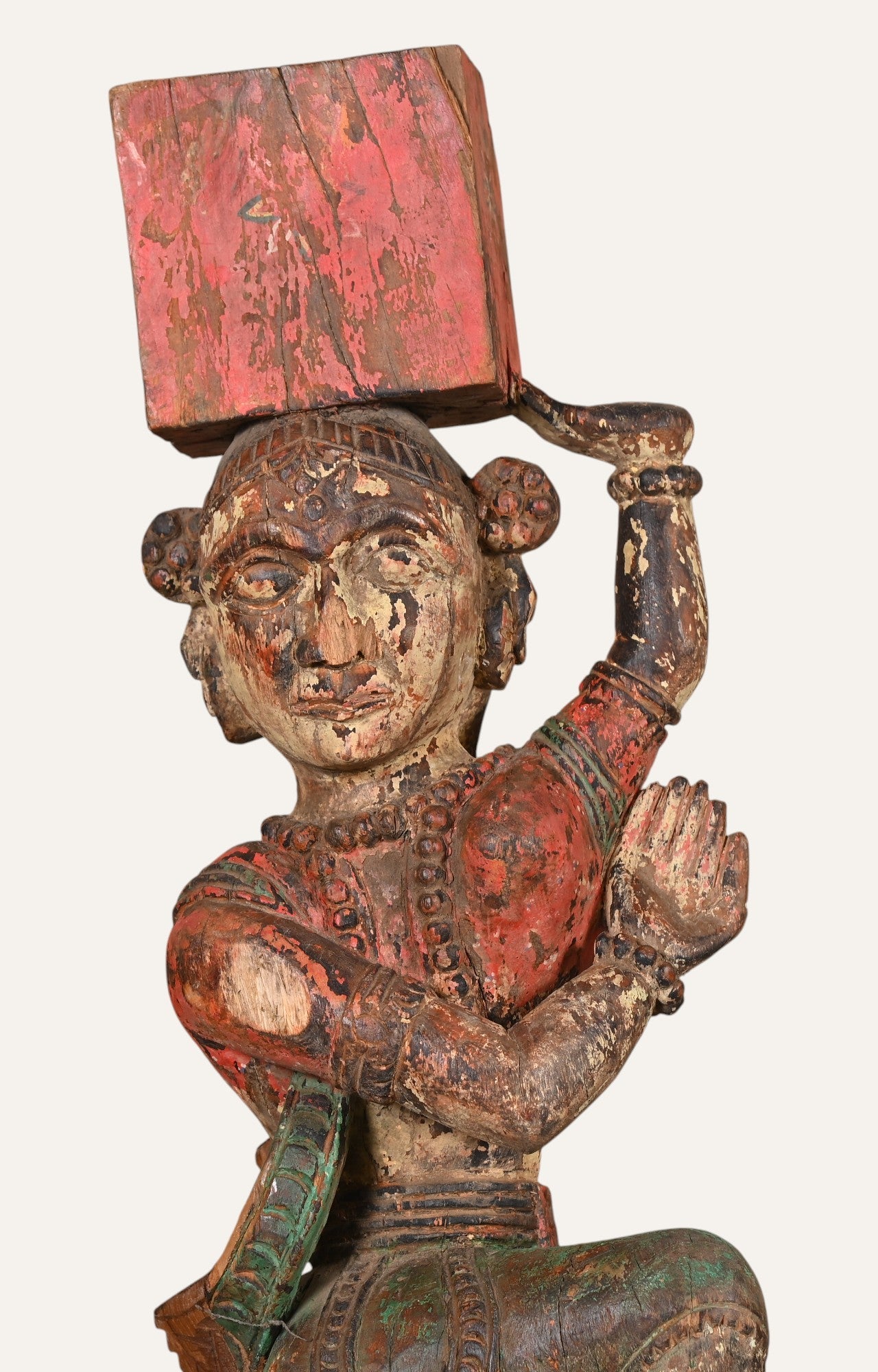 Antique Painted Tribal Warrior Figurine