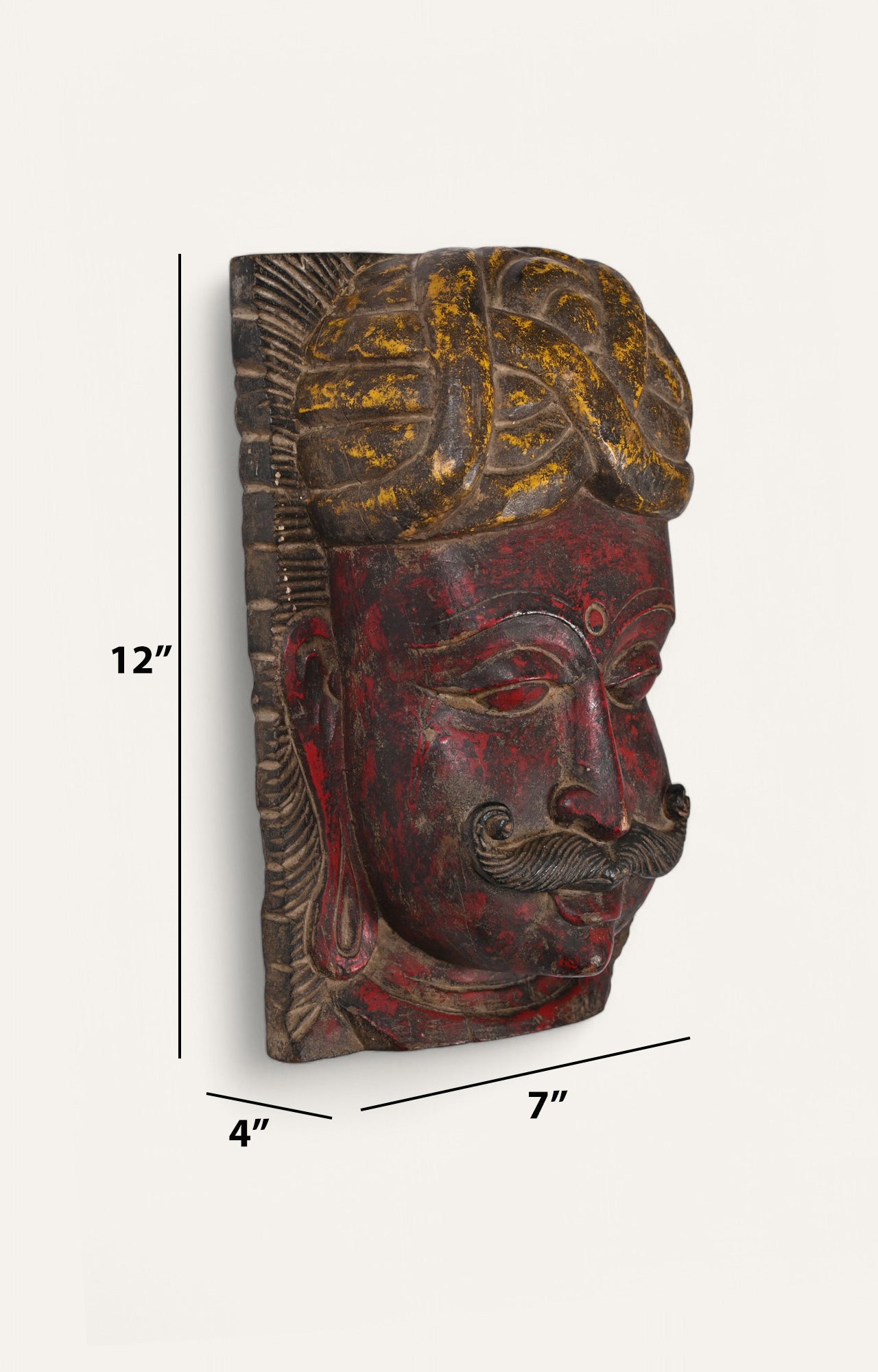 Fierce Warrior Wooden Mask
