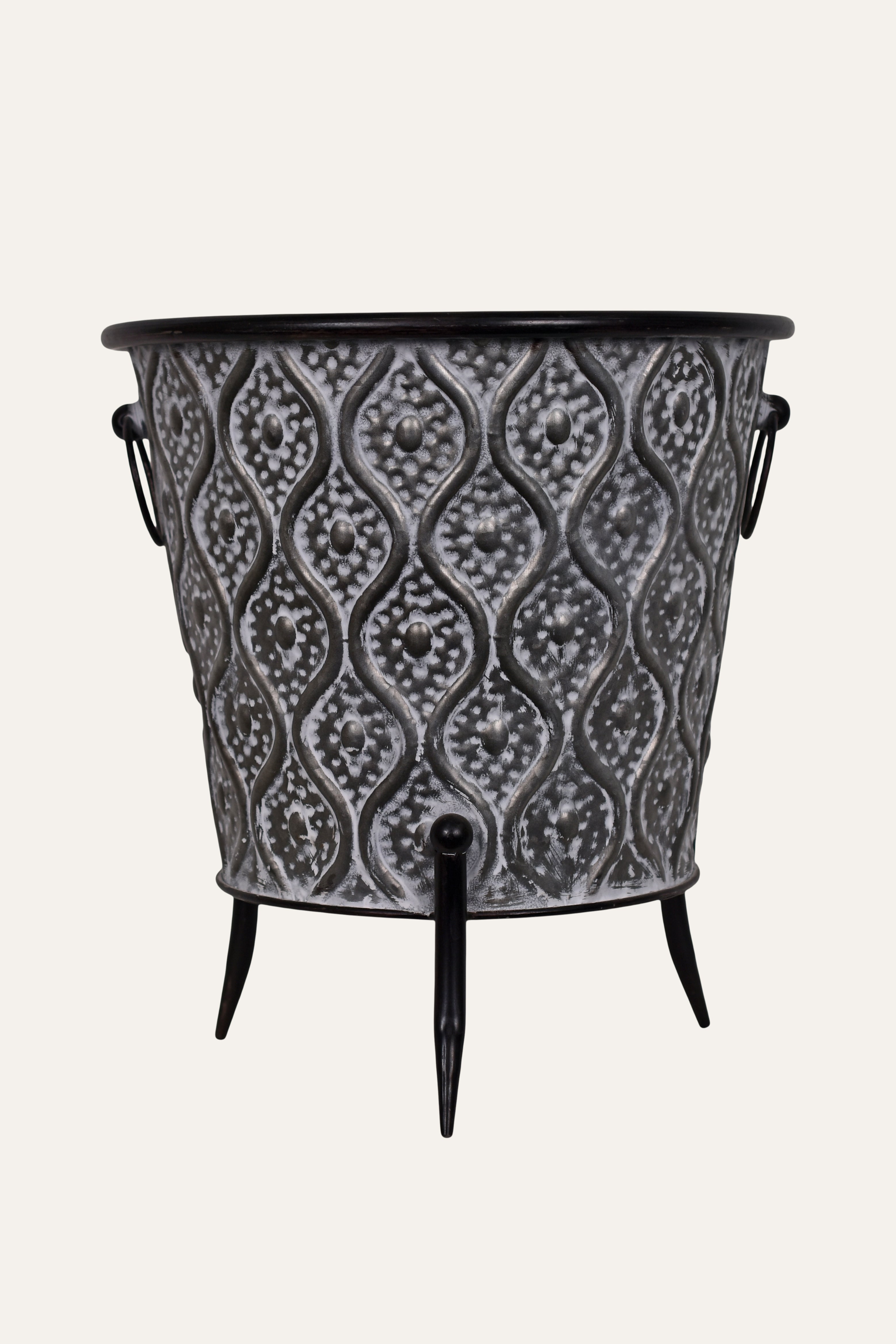 Textured Grey Metal Planter - Big