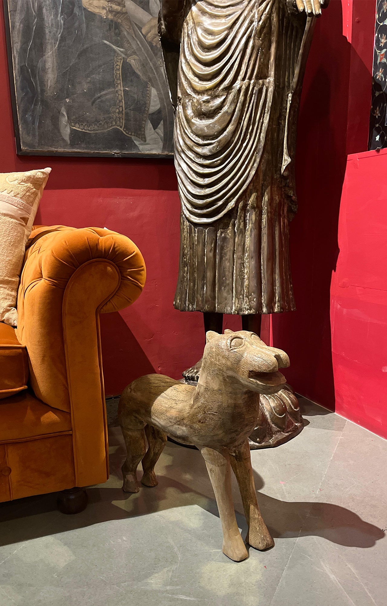Charming Rustic Teak Wood Dog Figurine