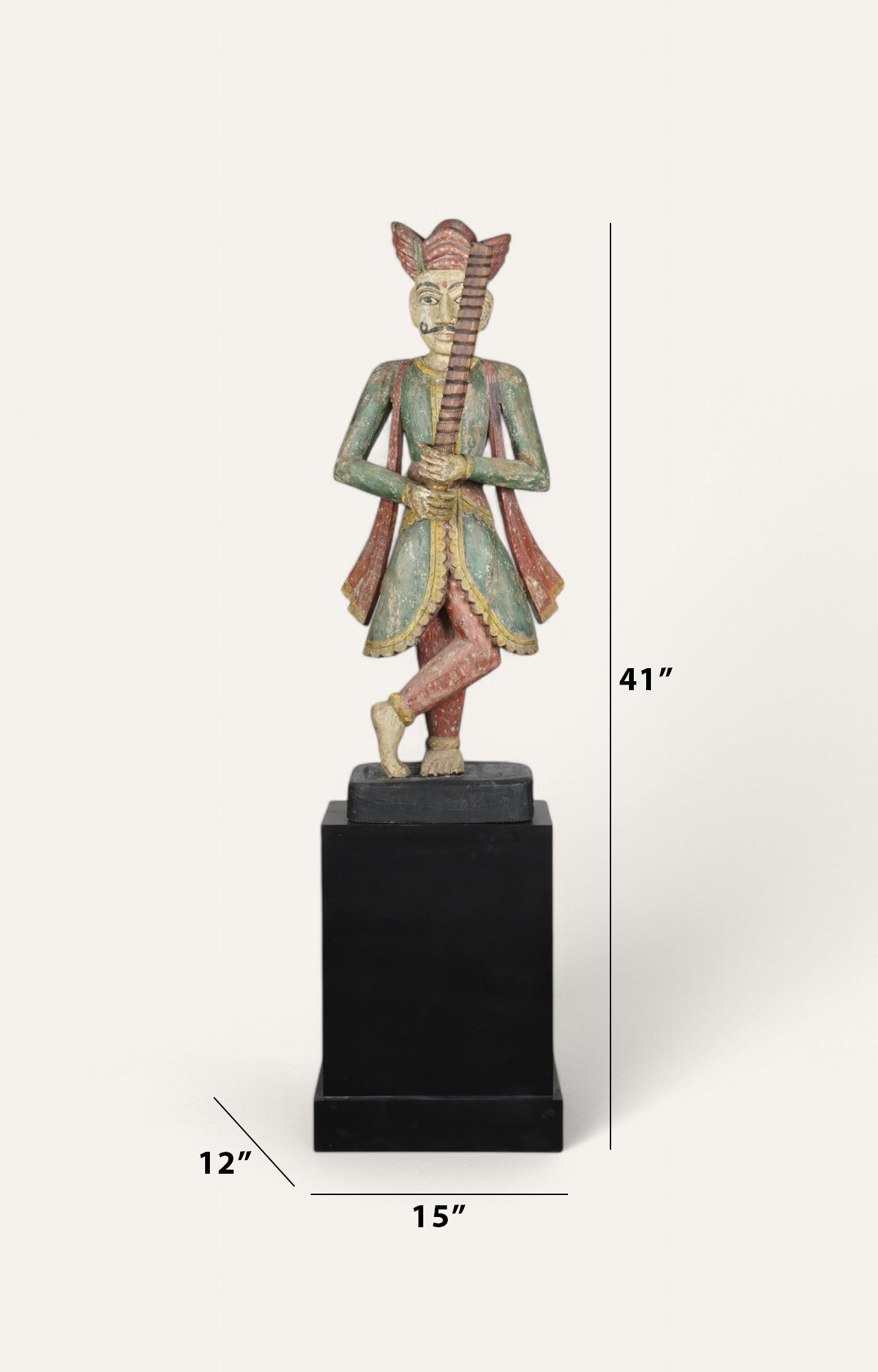 Handcrafted Vintage Wooden Dwarpal Statue