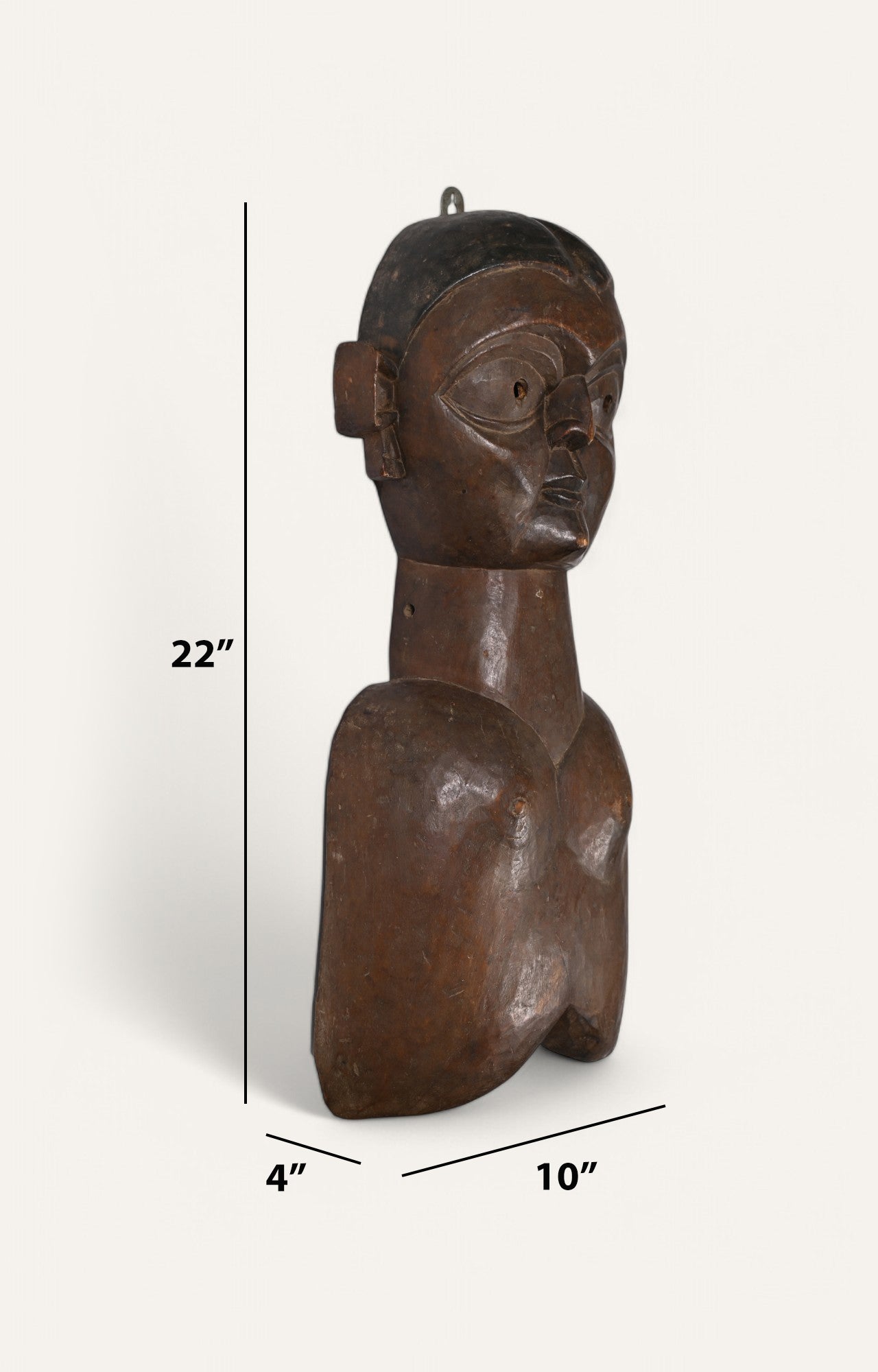 Hand-Carved Wooden Tribal woman wall mask